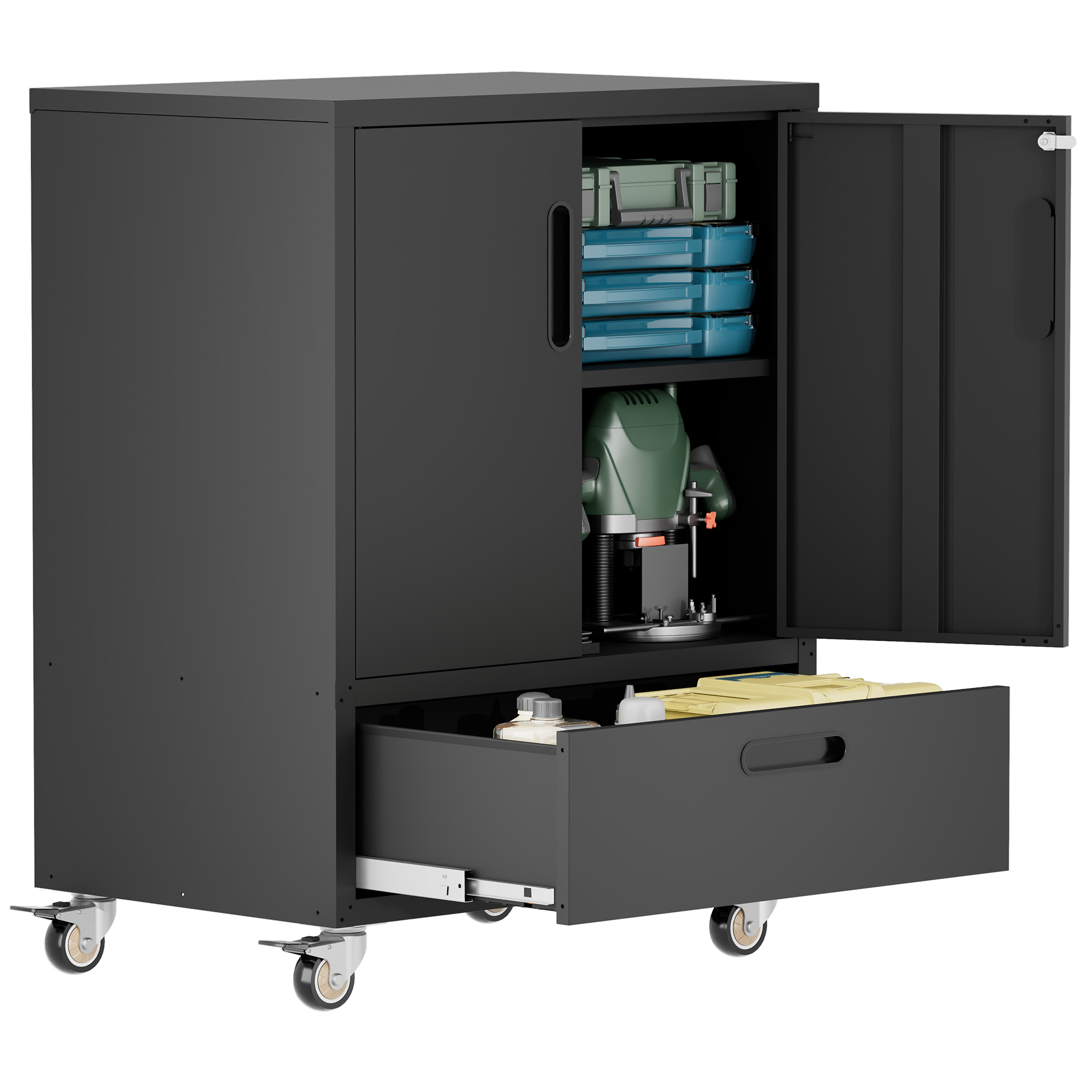 Tool Cart With Wheels, 40  H X 30  W X 20  D, Mobile Tool Cabinet With Lockable Casters & Drawer, Heavy-Duty Steel Storage Organizer For Garage, Workshop, Office - Easy 30-Min Assembly detail