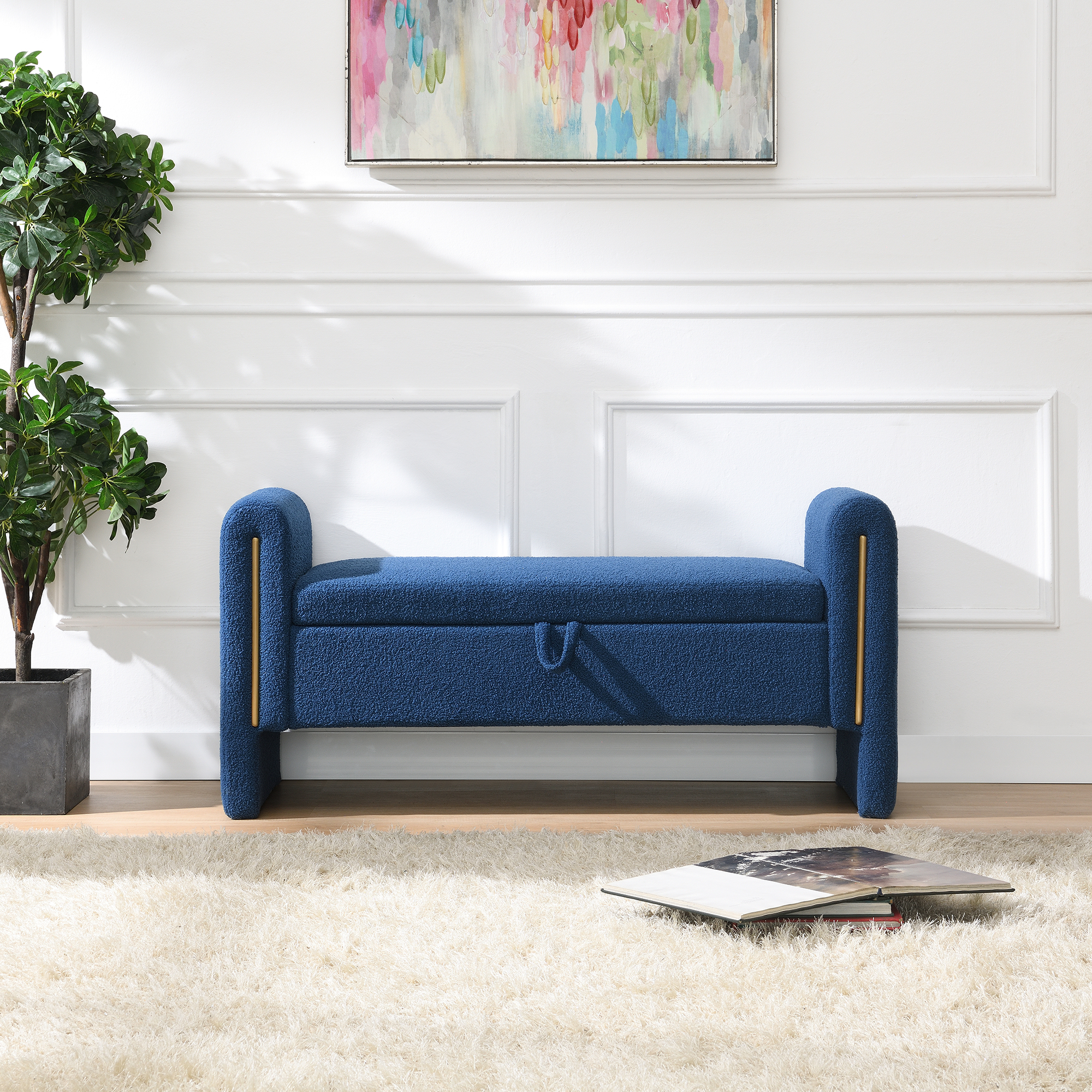Upholstered Storage Bench with Arms, picture 4 of 4