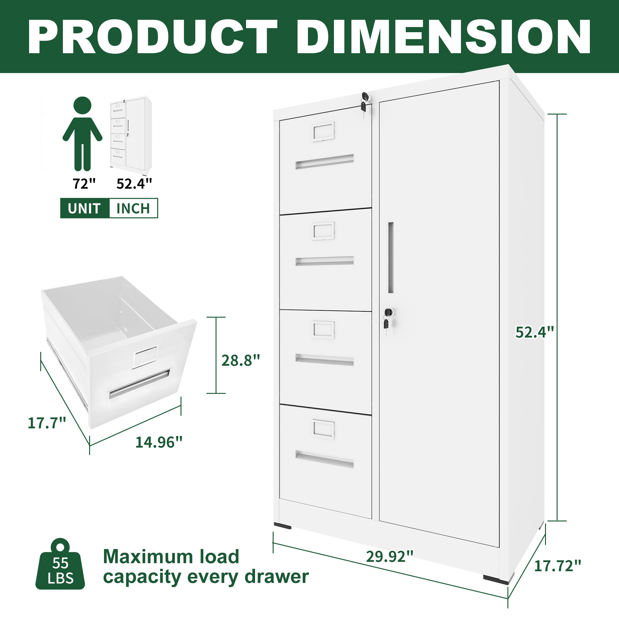 Steel Filing Cabinet with Lock, picture 4 of 4