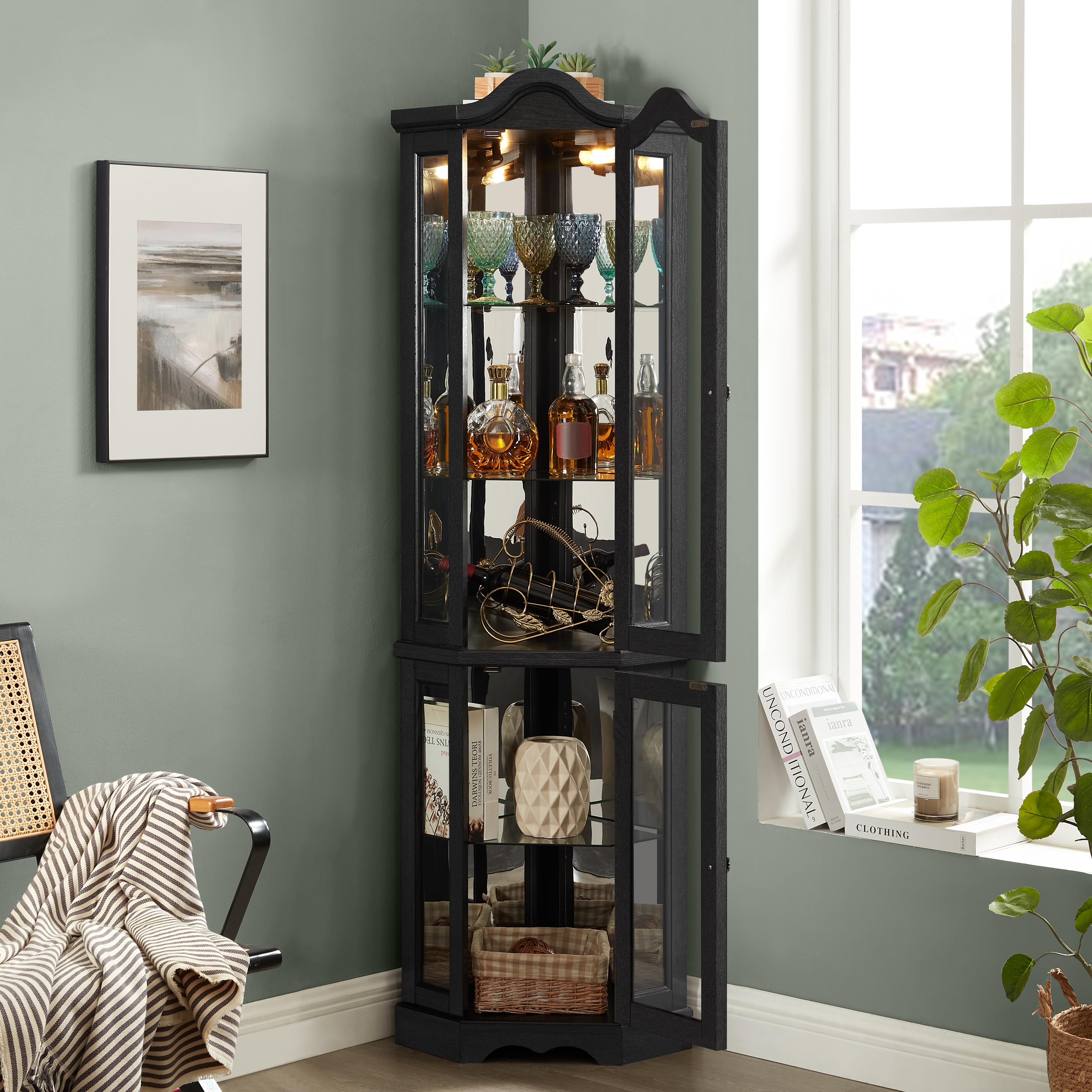 Lighted Corner Curio Cabinet