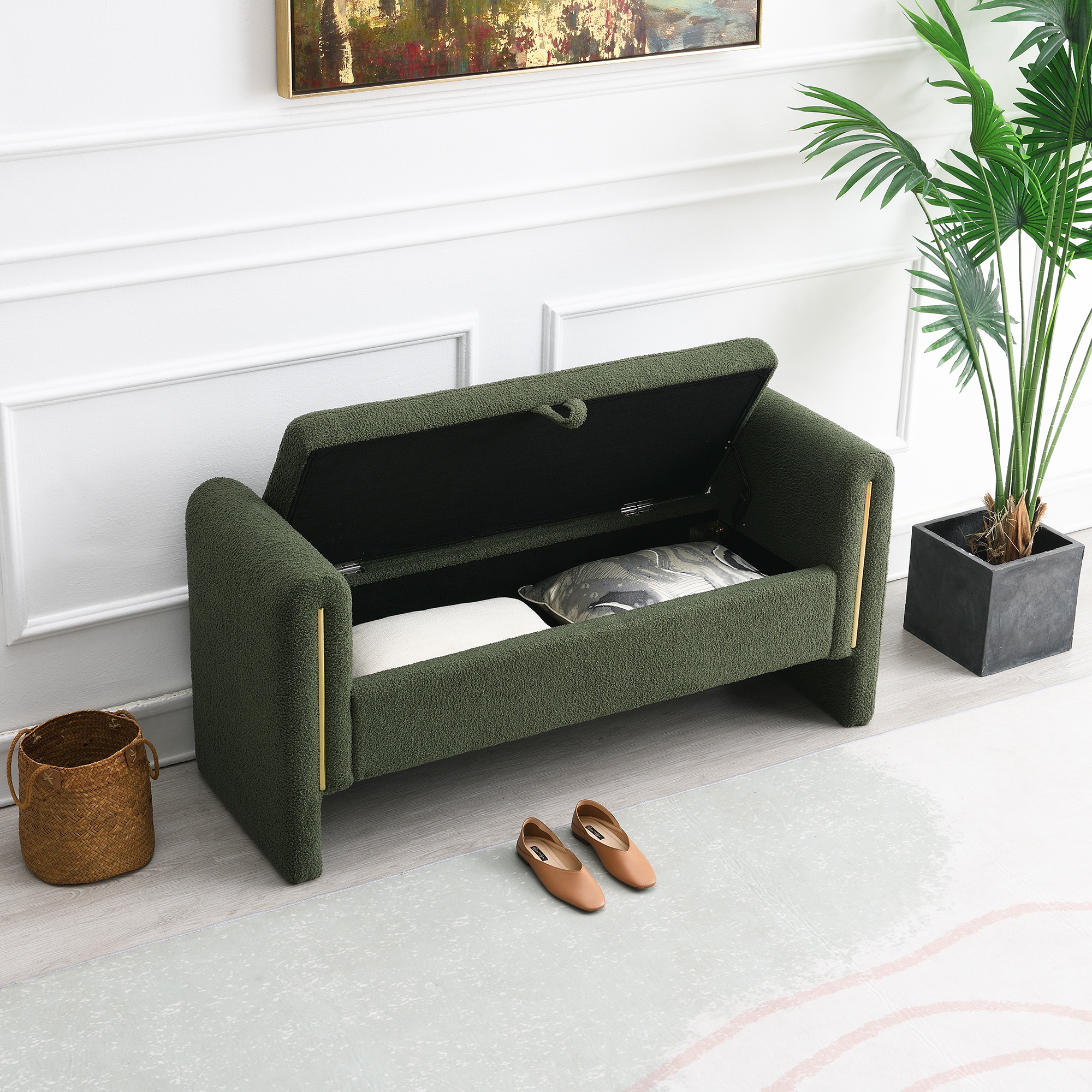 Upholstered Storage Bench with Arms, picture 4 of 5