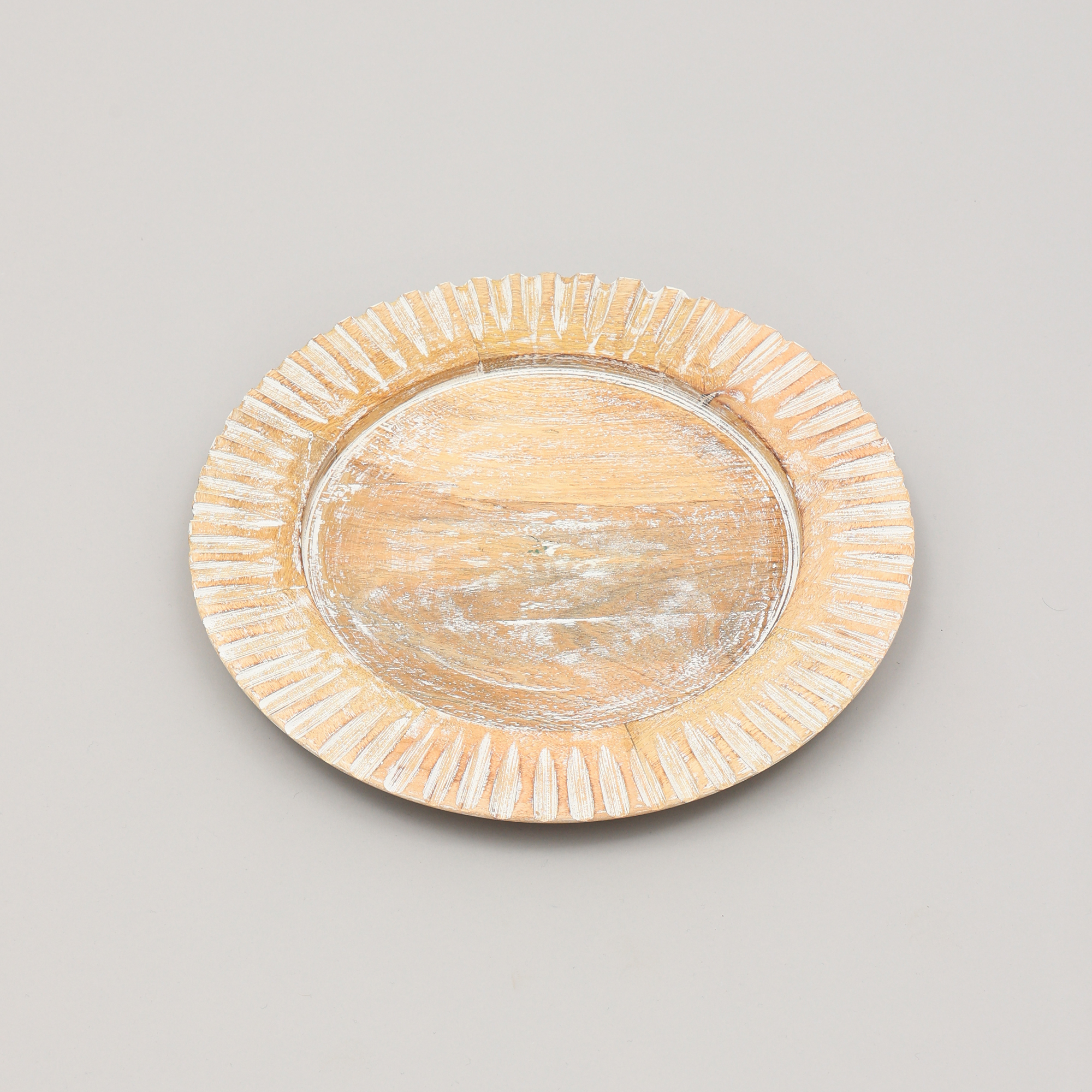 Handcrafted 13  Wood White Charger Plate Wooden Dinning Placemat Artisan Wood Tableware
