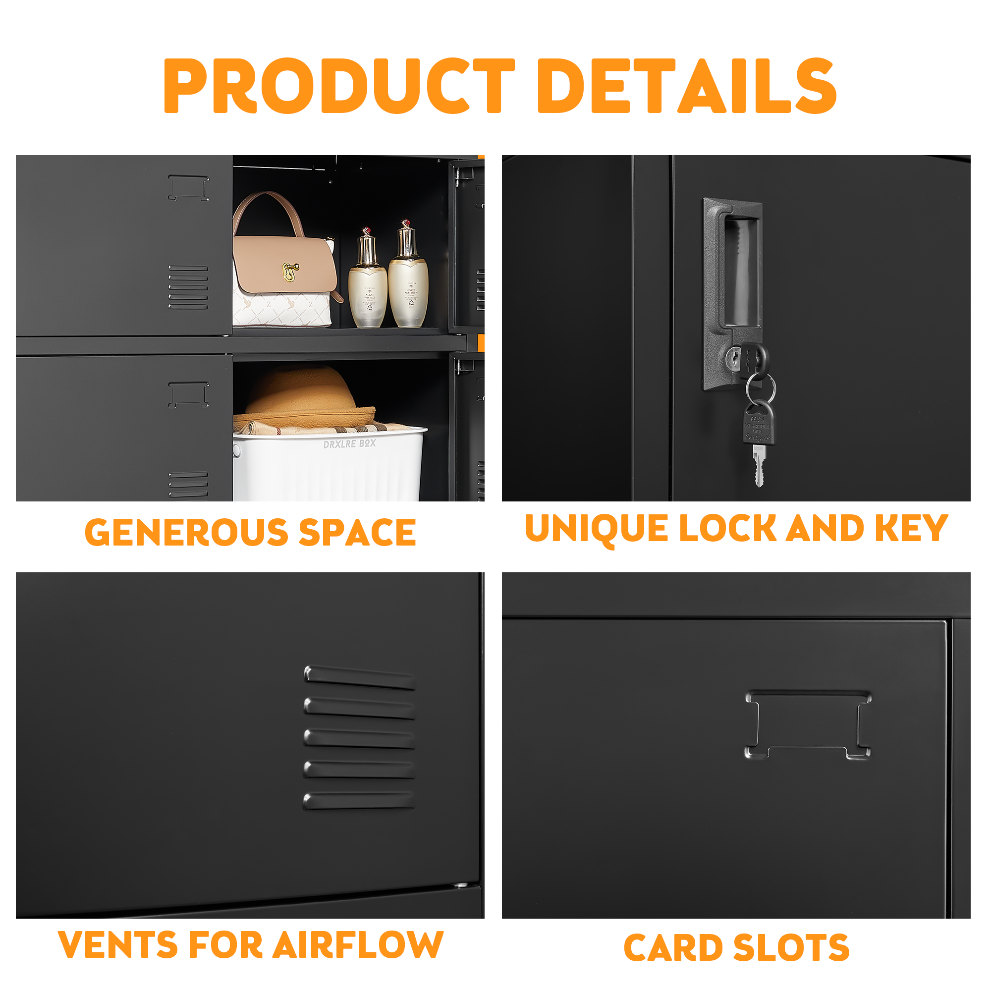 9-Door Employee Storage Locker, Metal Lockers For Office, Gym, School, And Homewith Card Slot Black 5