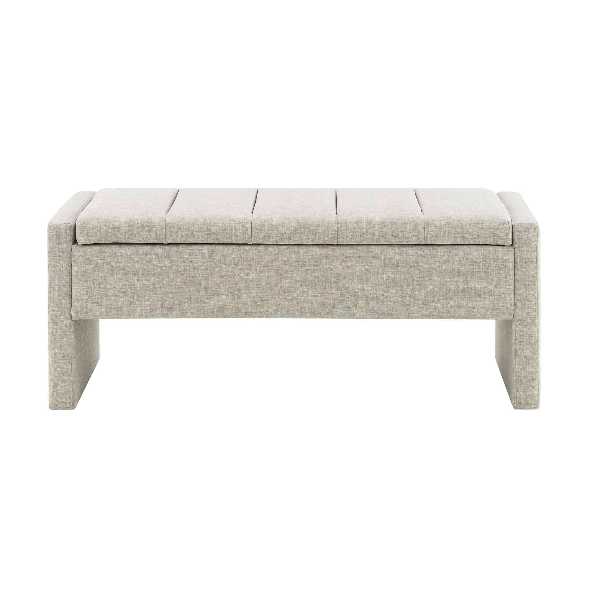 Modern Bed End Bench With Storage,Upholstered Large Foot Rest Stool, Comfy Window Vanity Bench For Living Room,Bedroom,Dorm,Coffee Table,Linen Light Grey_maomaolike.com