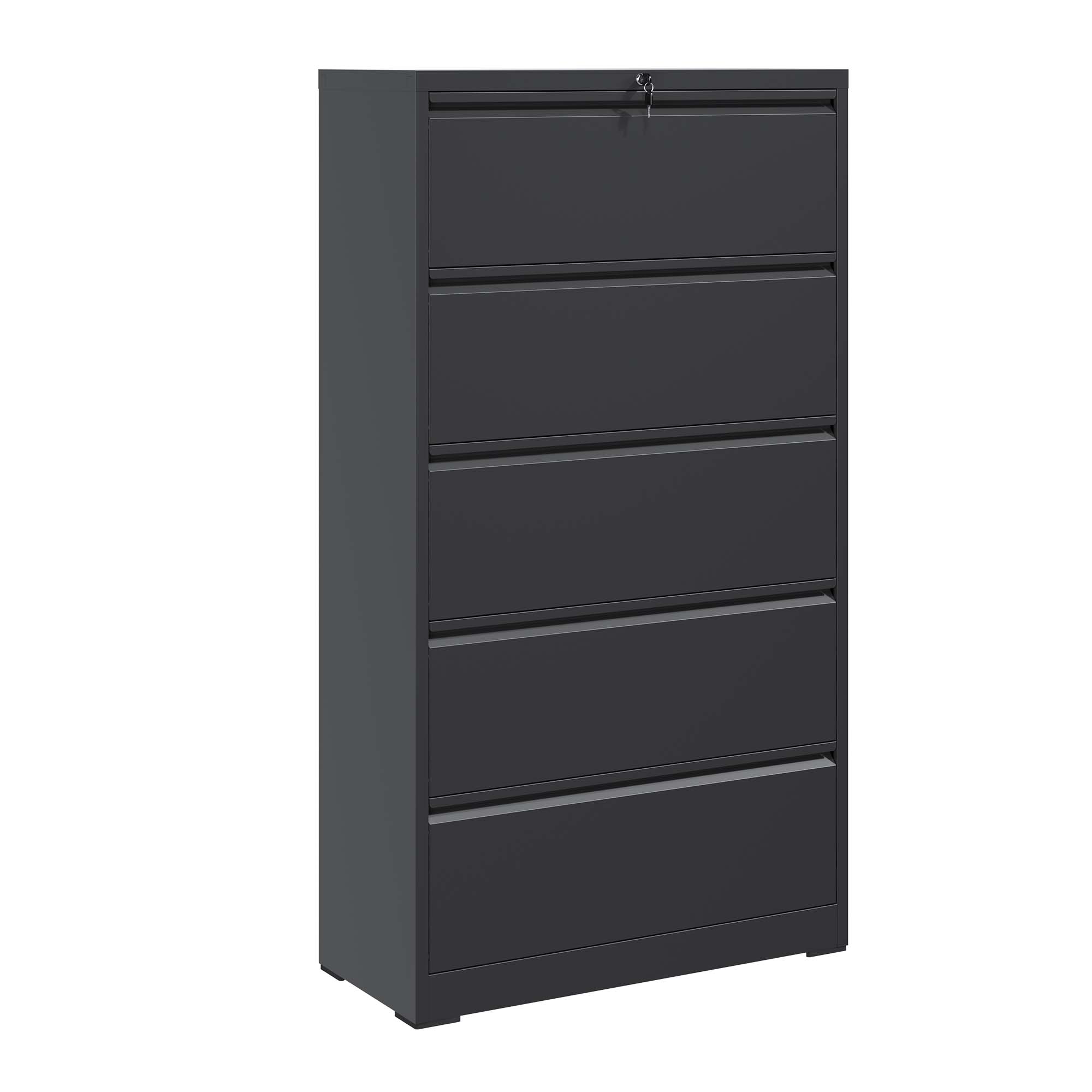 5 Drawer Metal Lateral File Cabinet Black