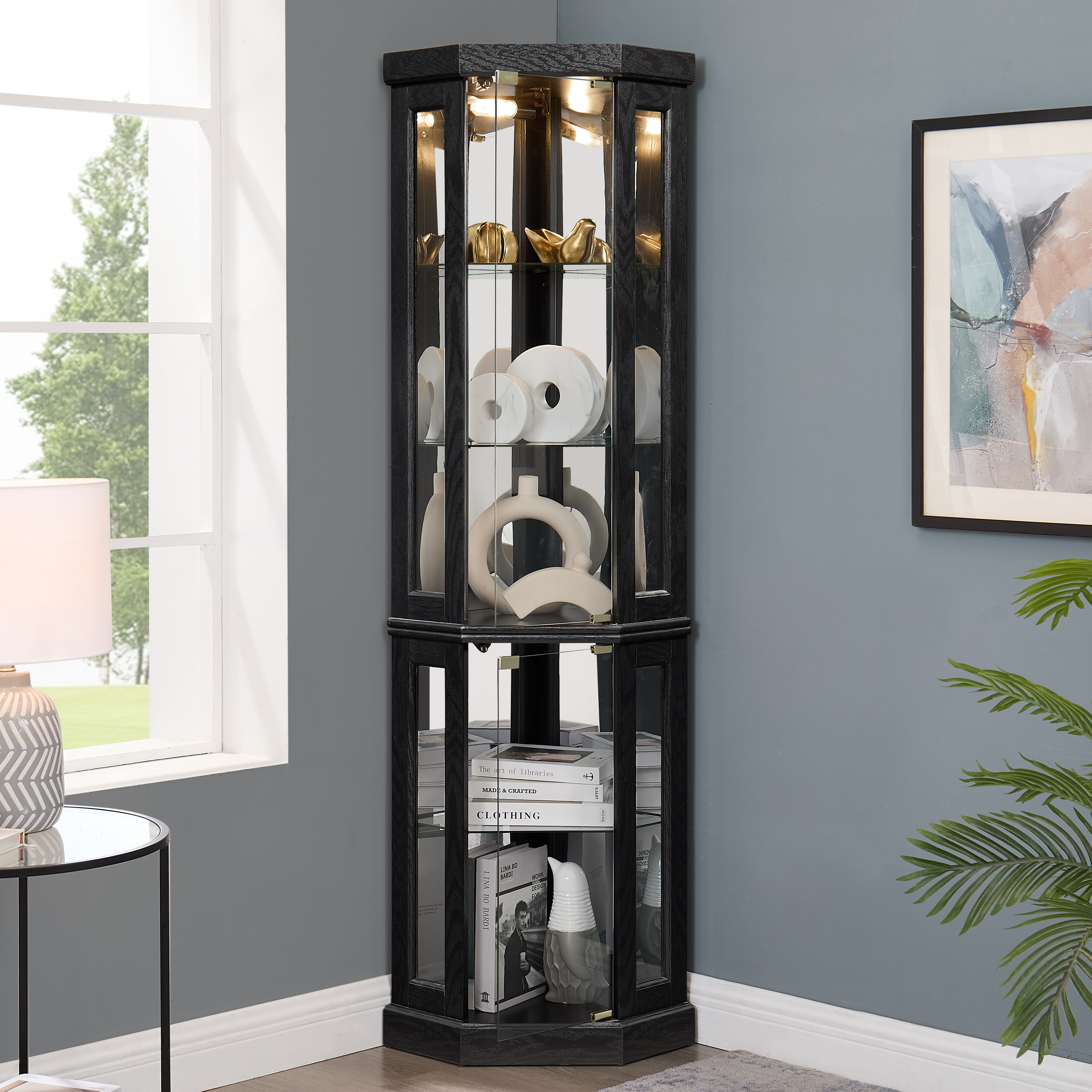 Lighted Corner Curio Cabinet