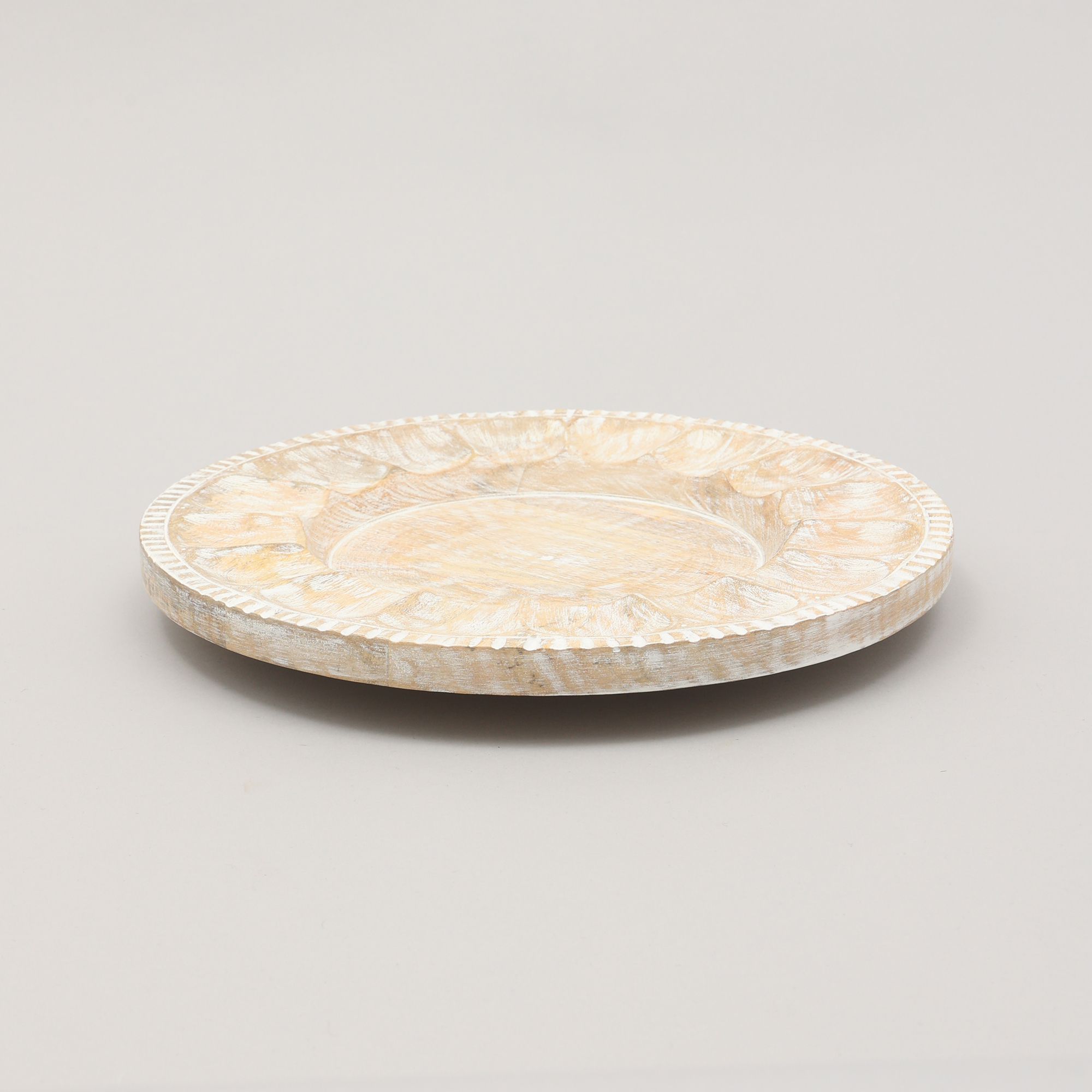 Handcrafted 13  Wood White Charger Plate Wooden Dinning Placemat Artisan Wood Tableware