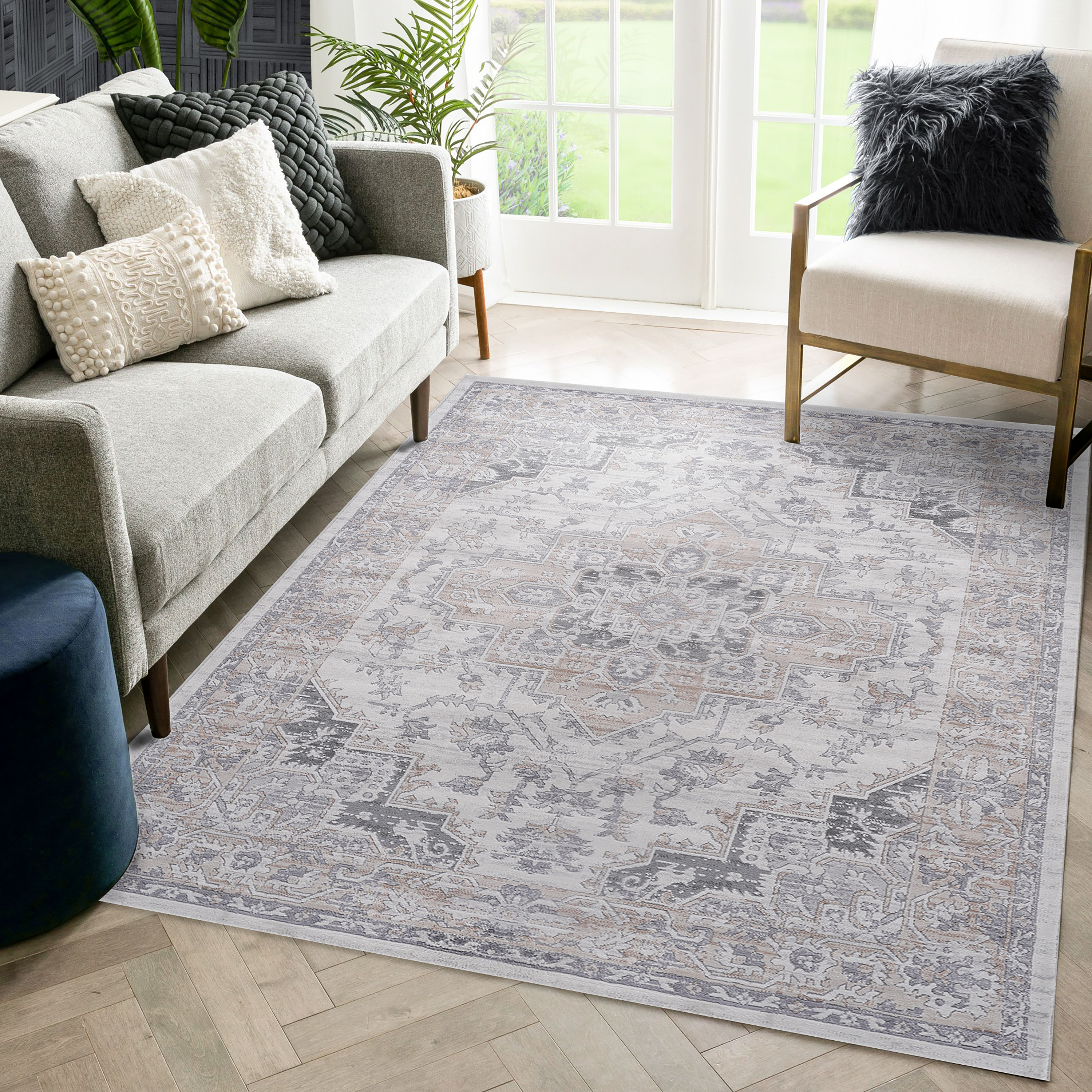 MARFI 6X9 Ivory Beige Oriental Area Rug_voghion.com