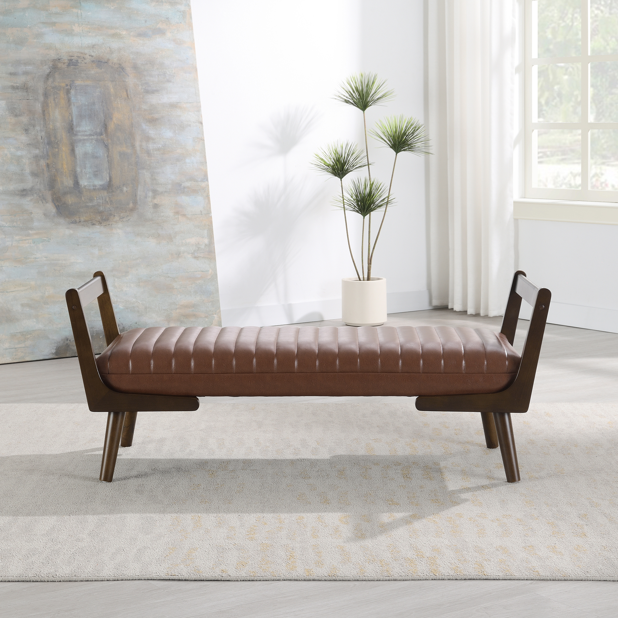 Upholstered Mid Century Bench, picture 2 of 4
