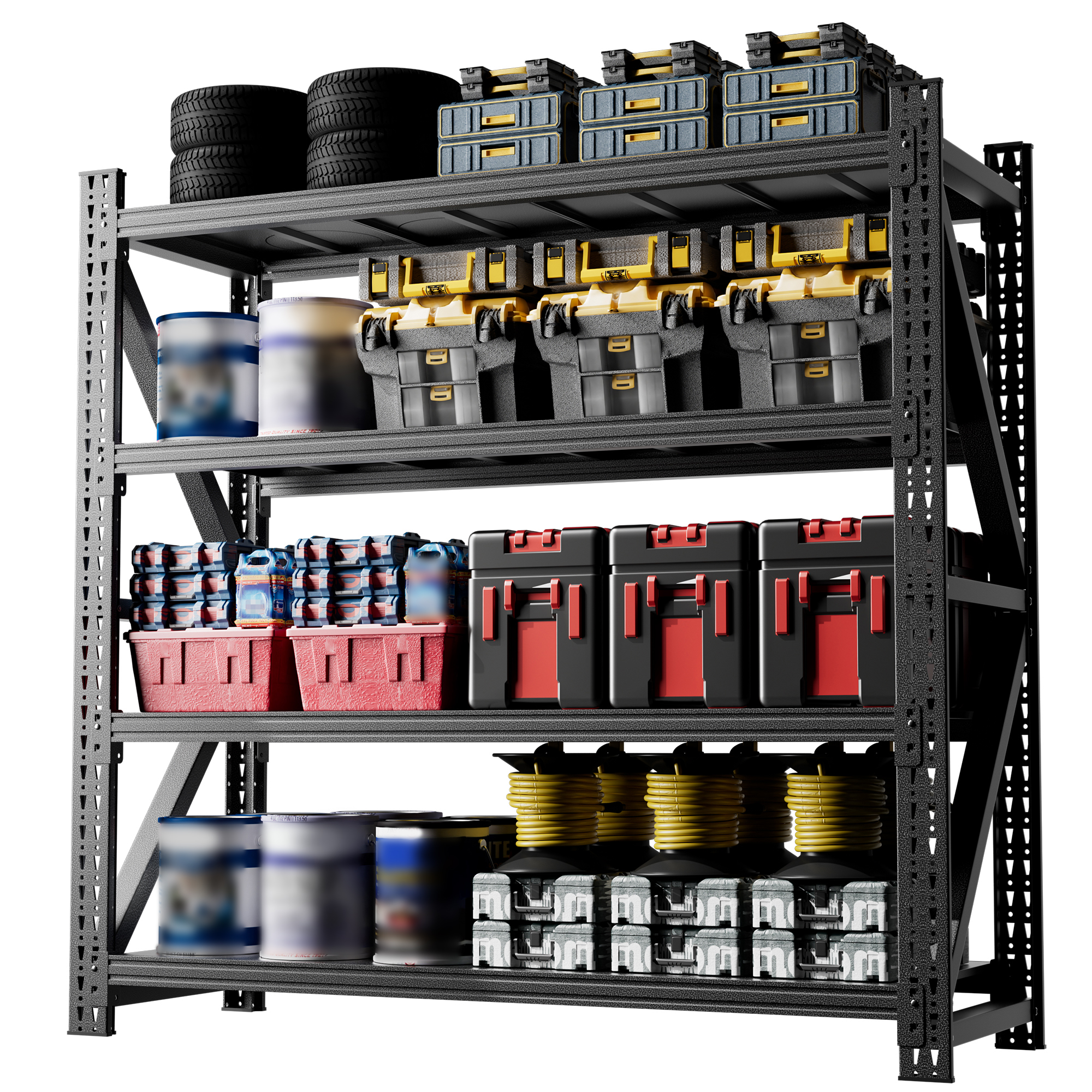 5000LBS Industrial Shelving For Warehouse, Heavy Duty Metal Adjustable Garage Shelves  69 H X 71 W X 23.7 D  5000LBS Storage Unit, Black image 2