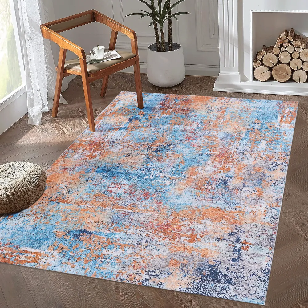 MAVAL Multi Washable Rug 3x5 Area Rug  Multi, 3' X 5'