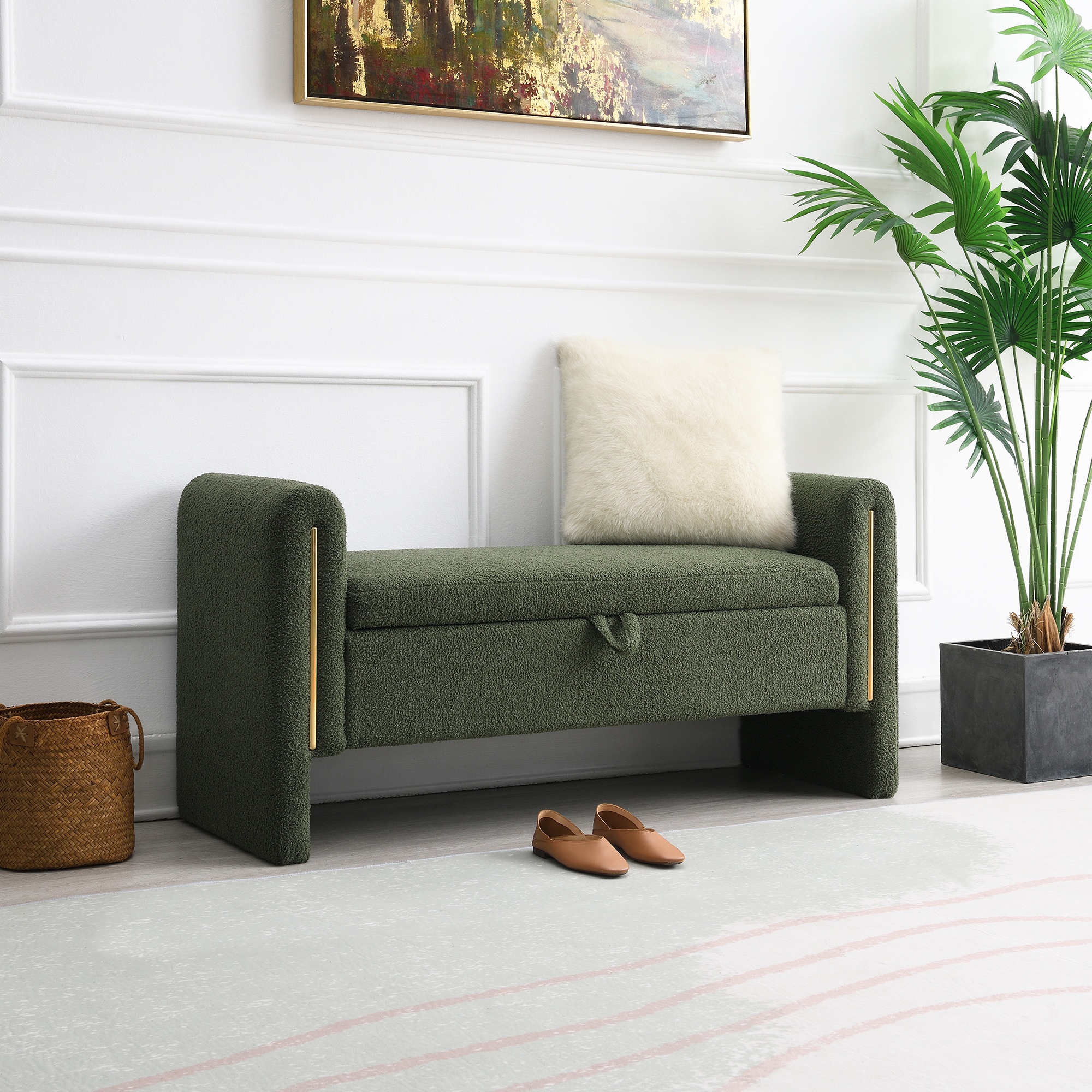 Upholstered Storage Bench with Arms, picture 3 of 5