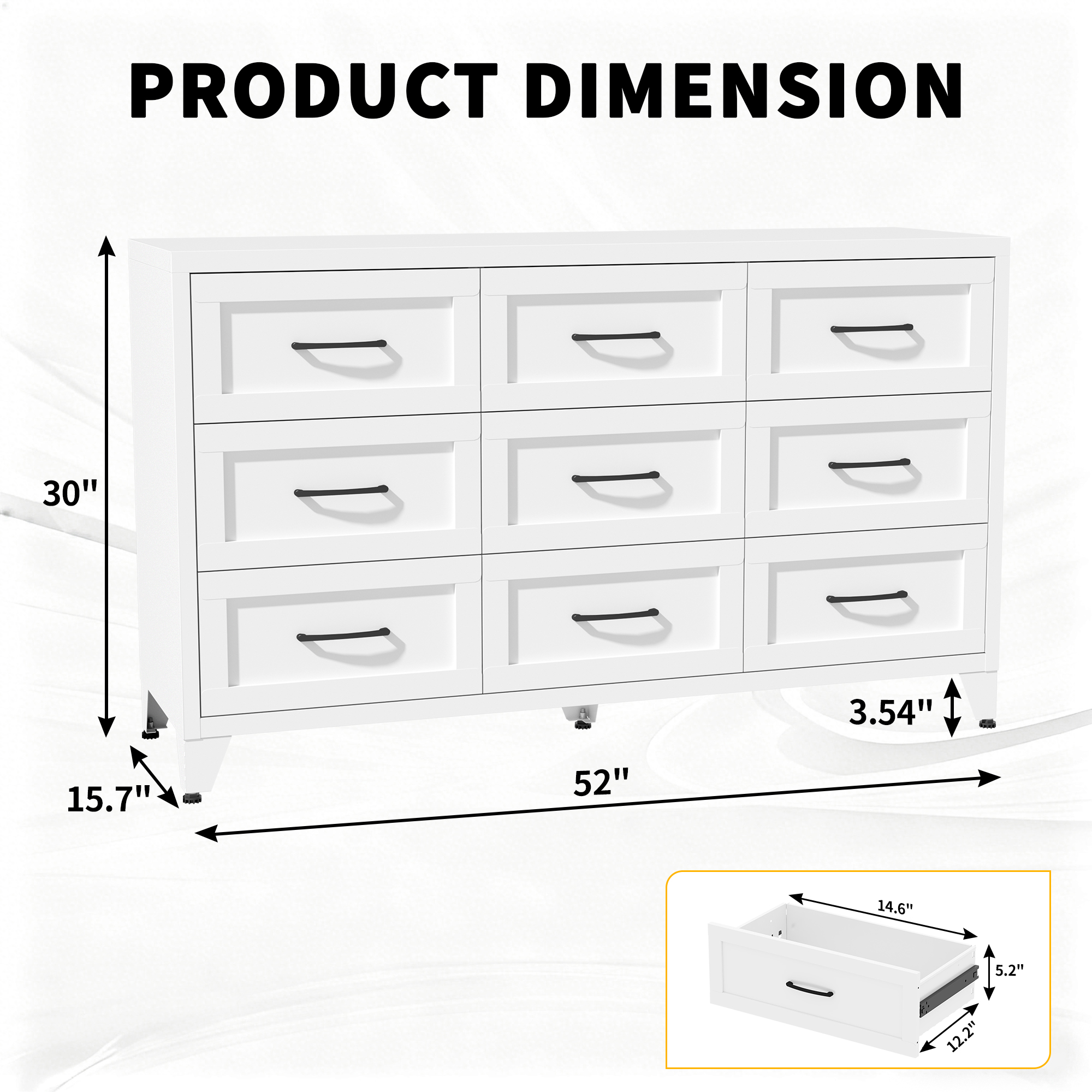 9 Drawer Dresser for Bedroom — Metal Profile Chest of Drawers — photo 2