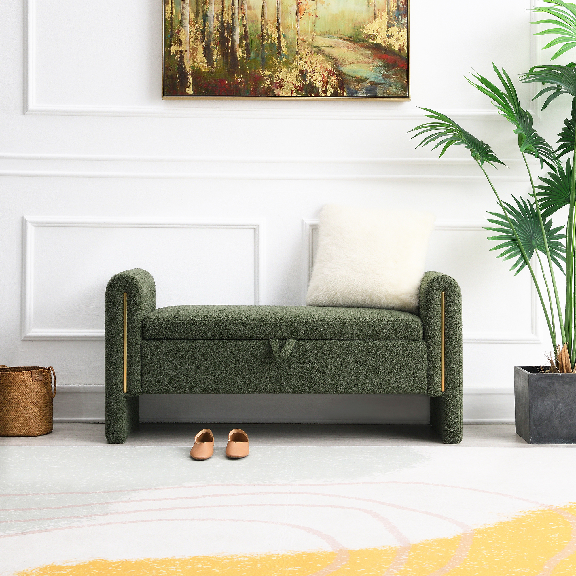 Upholstered Storage Bench with Arms, picture 5 of 5