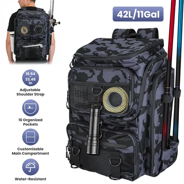 42L&11Gal Fishing Backpack Large Capacity Tackle Storage