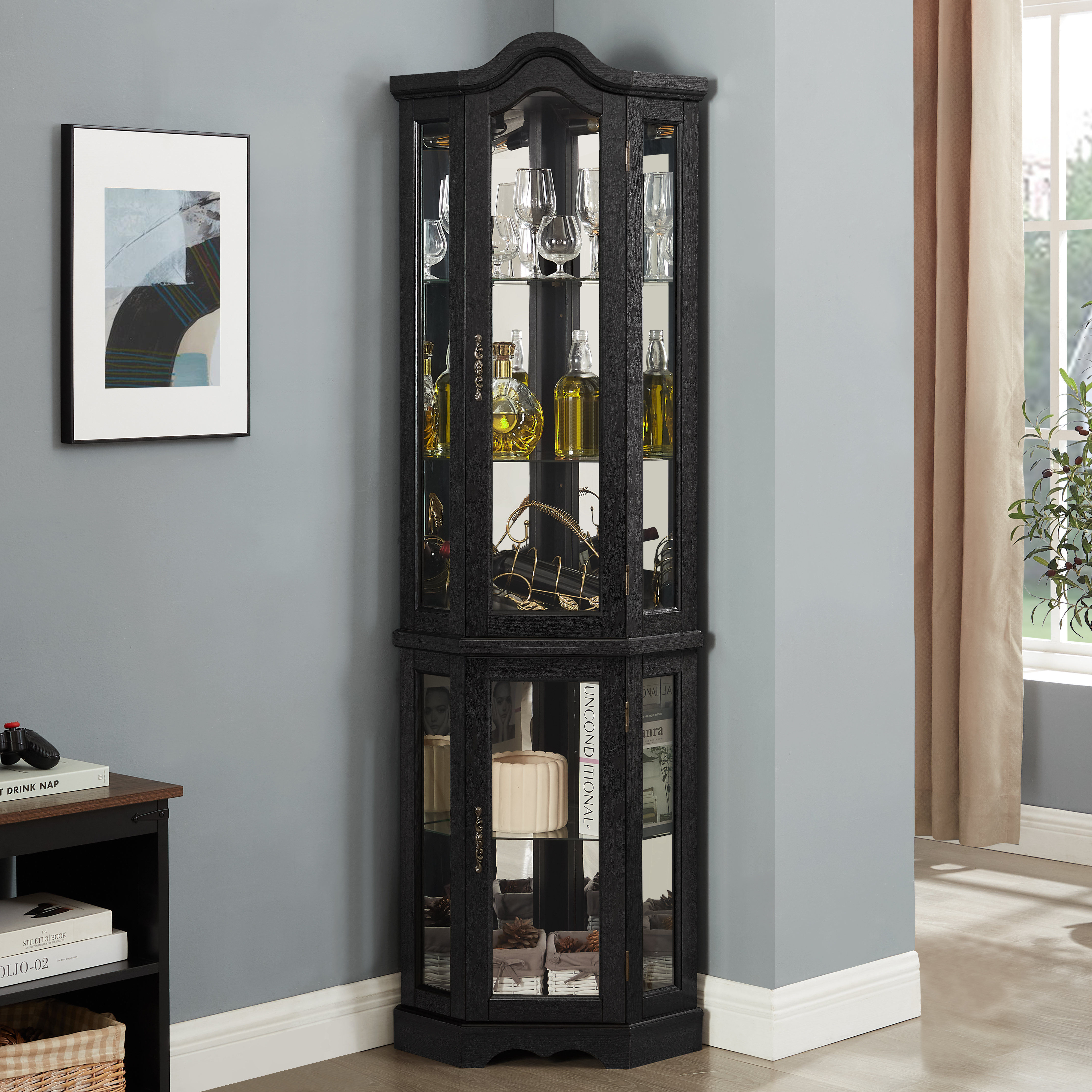 Lighted Corner Curio Cabinet, picture 4 of 4