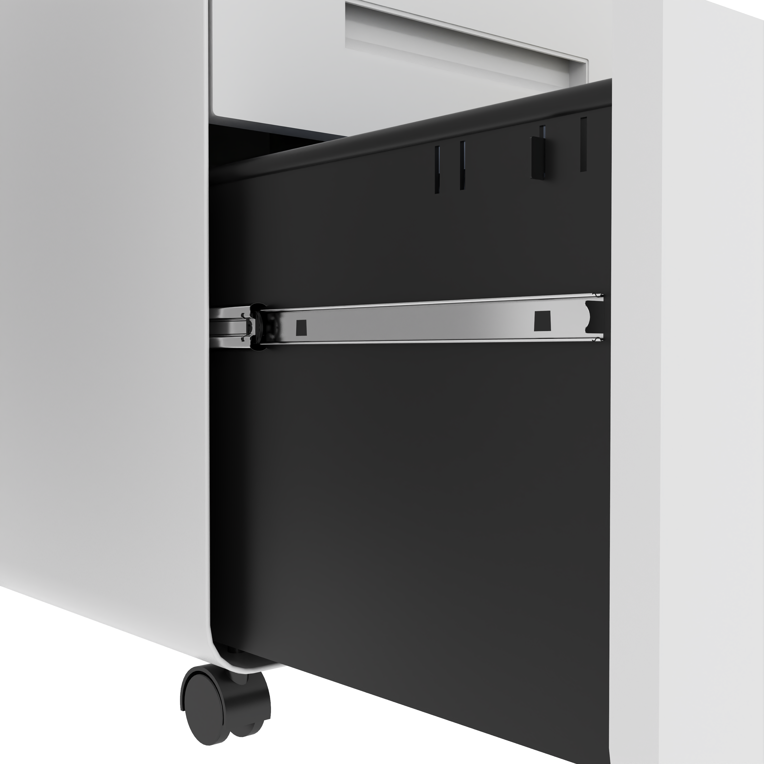 3-Drawer Wide Mobile File Cabinet With Lock, All-Steel Metal Storage Cabinet On Casters, For Home & Office,White, Fully Assembled, Holds A4 Letter Files, 110lbs Drawer detail