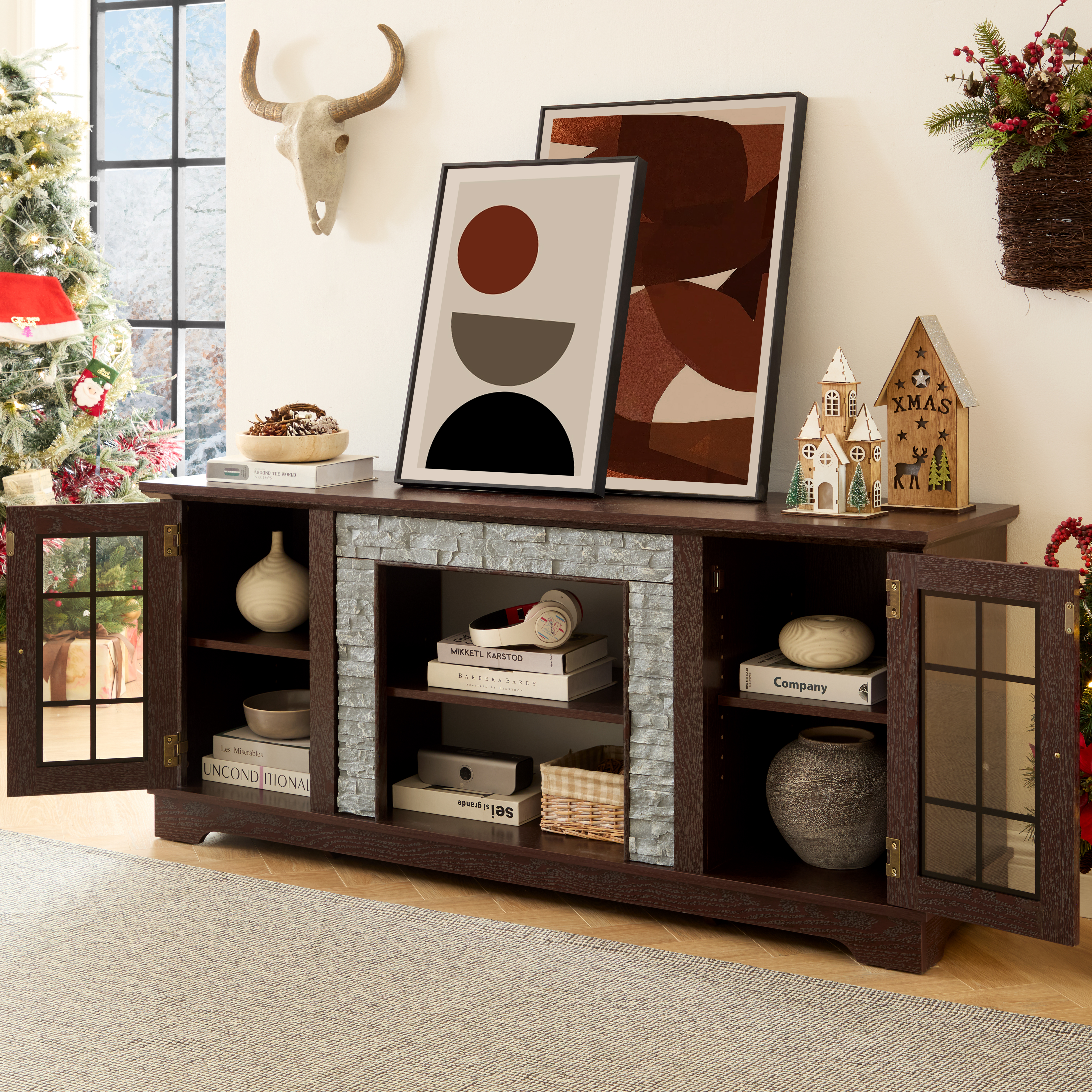 Faux Stone TV Stand, picture 2 of 5