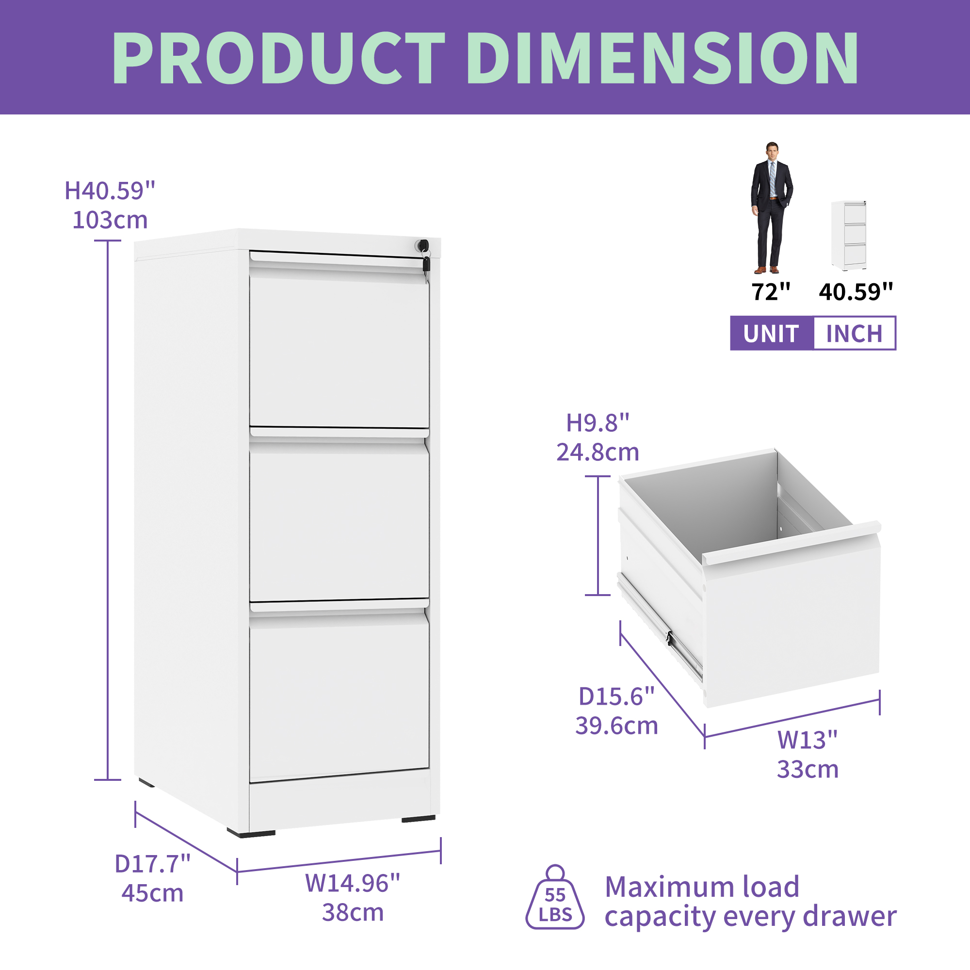 Metal Vertical File Cabinet, picture 4 of 4