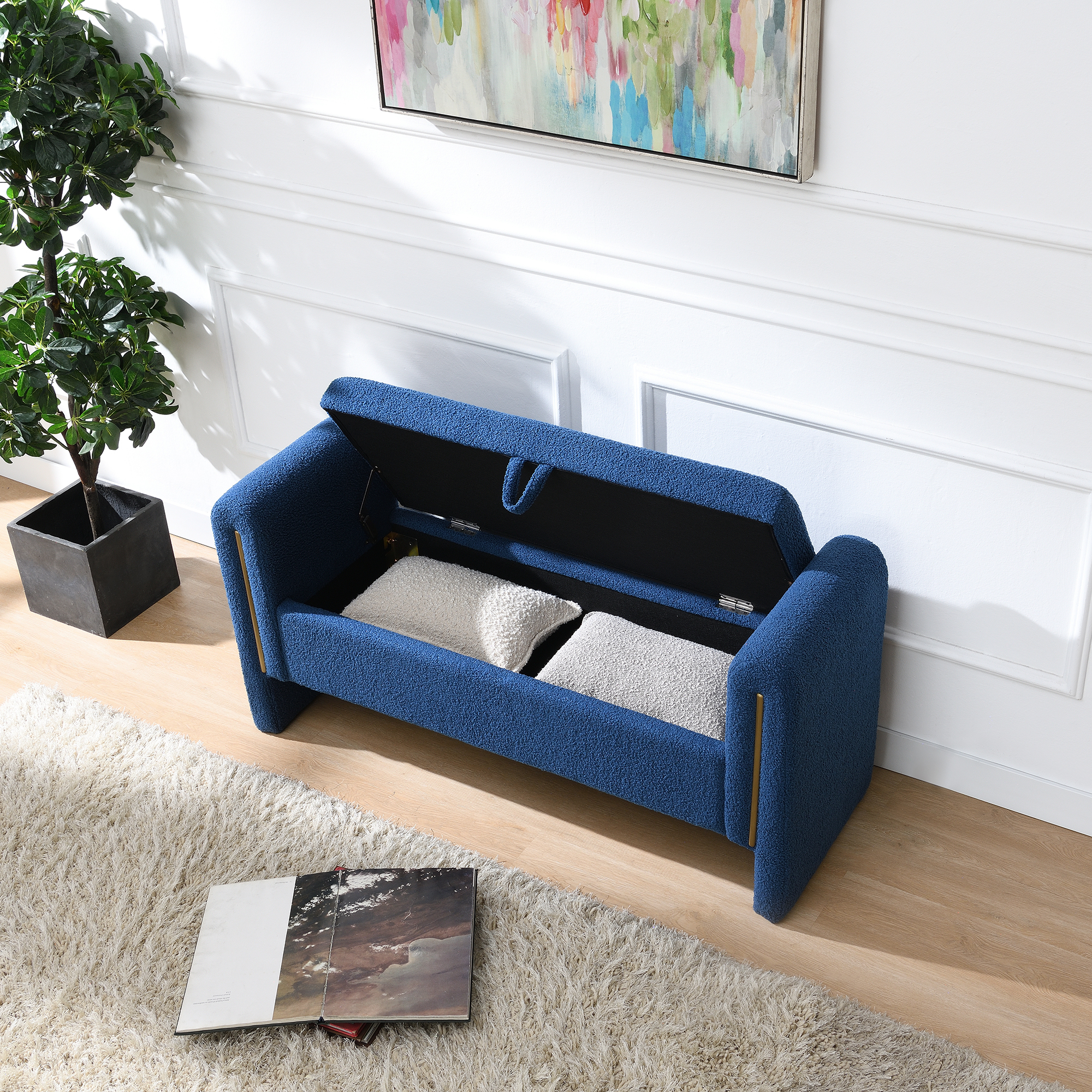 Upholstered Storage Bench with Arms, picture 3 of 4