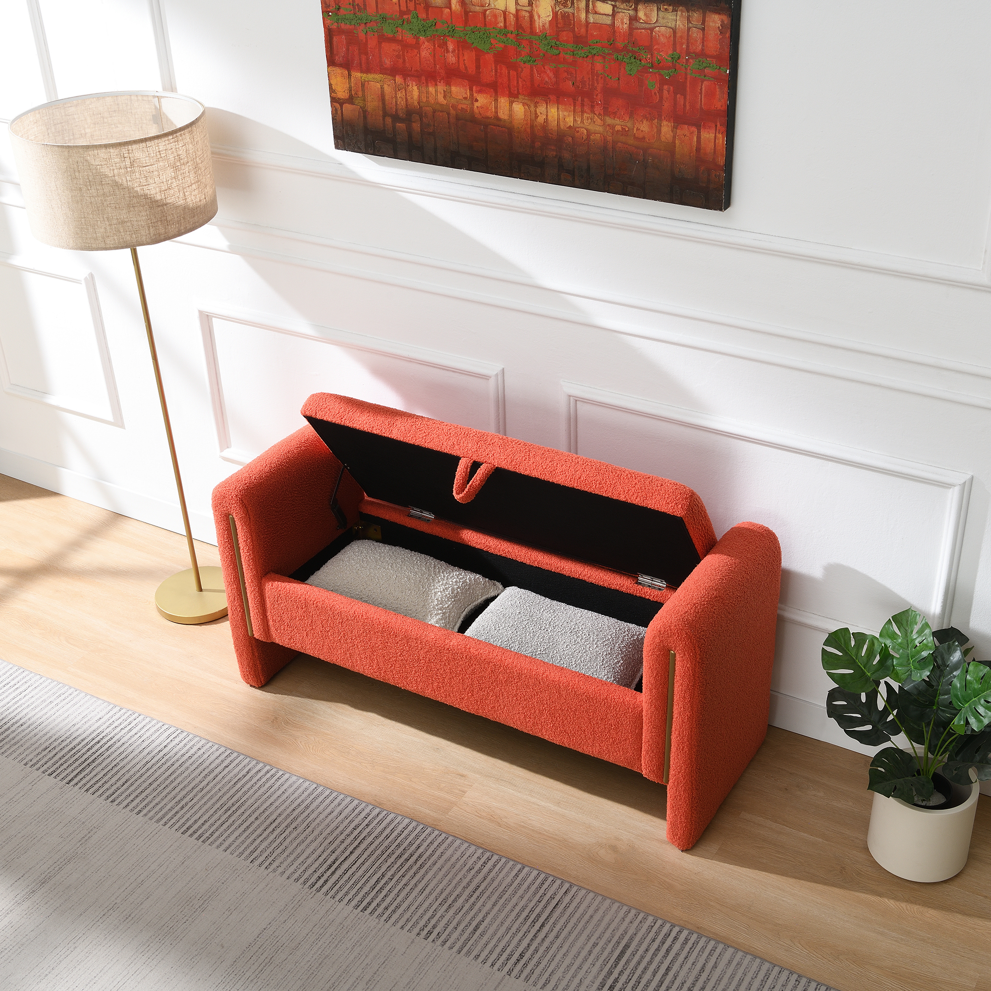 Upholstered Storage Bench with Arms, picture 4 of 4