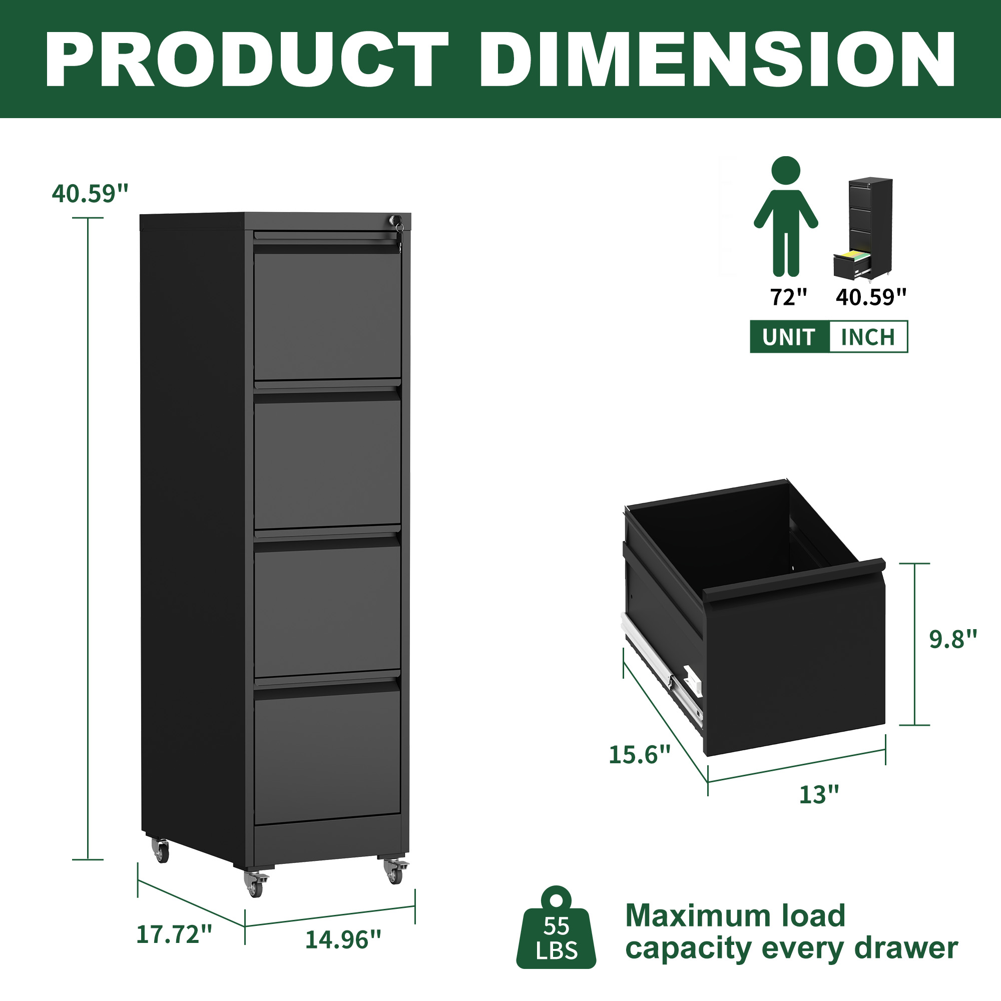 Metal Locking File Cabinet, picture 4 of 4