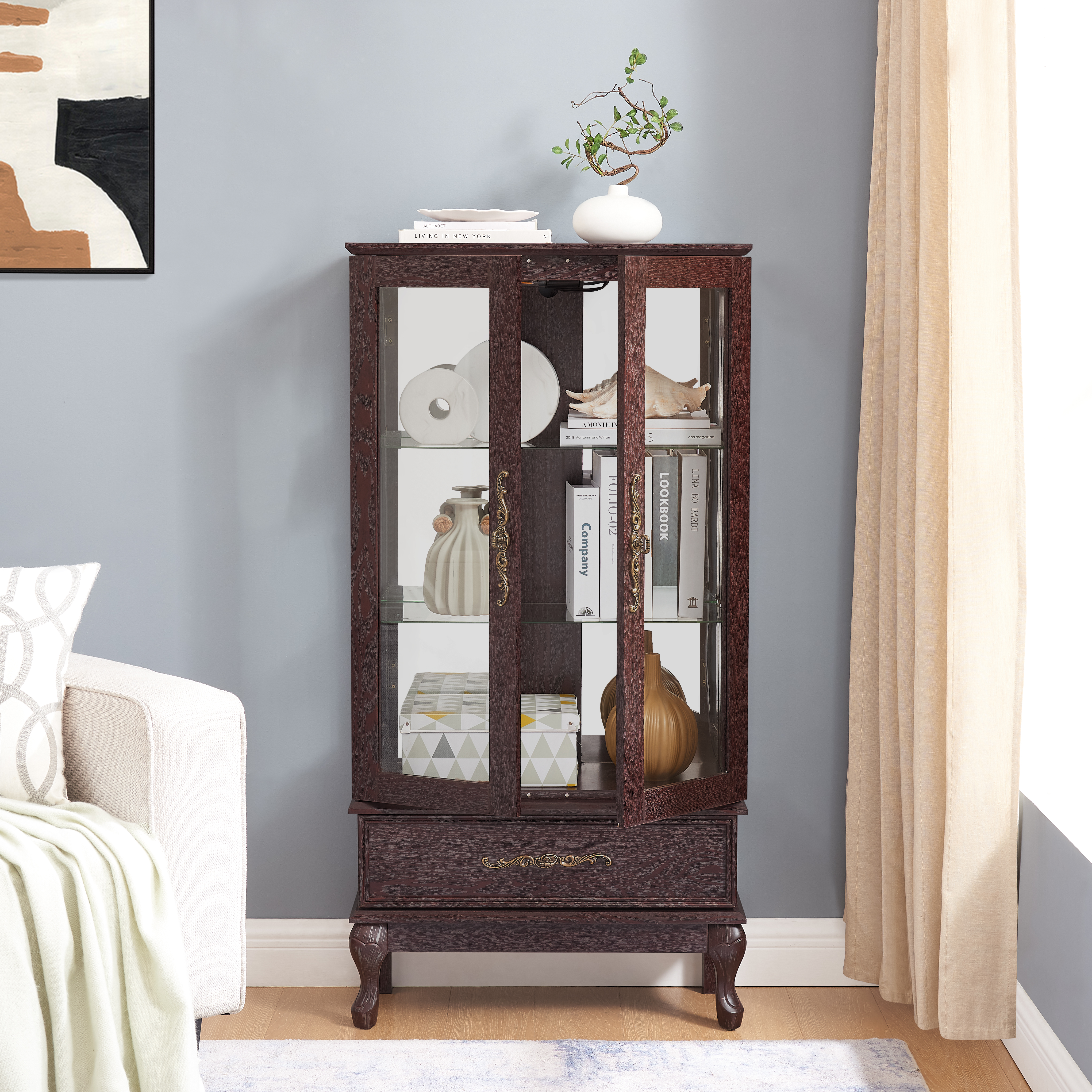 Lighted Glass Curio Cabinet, picture 4 of 4
