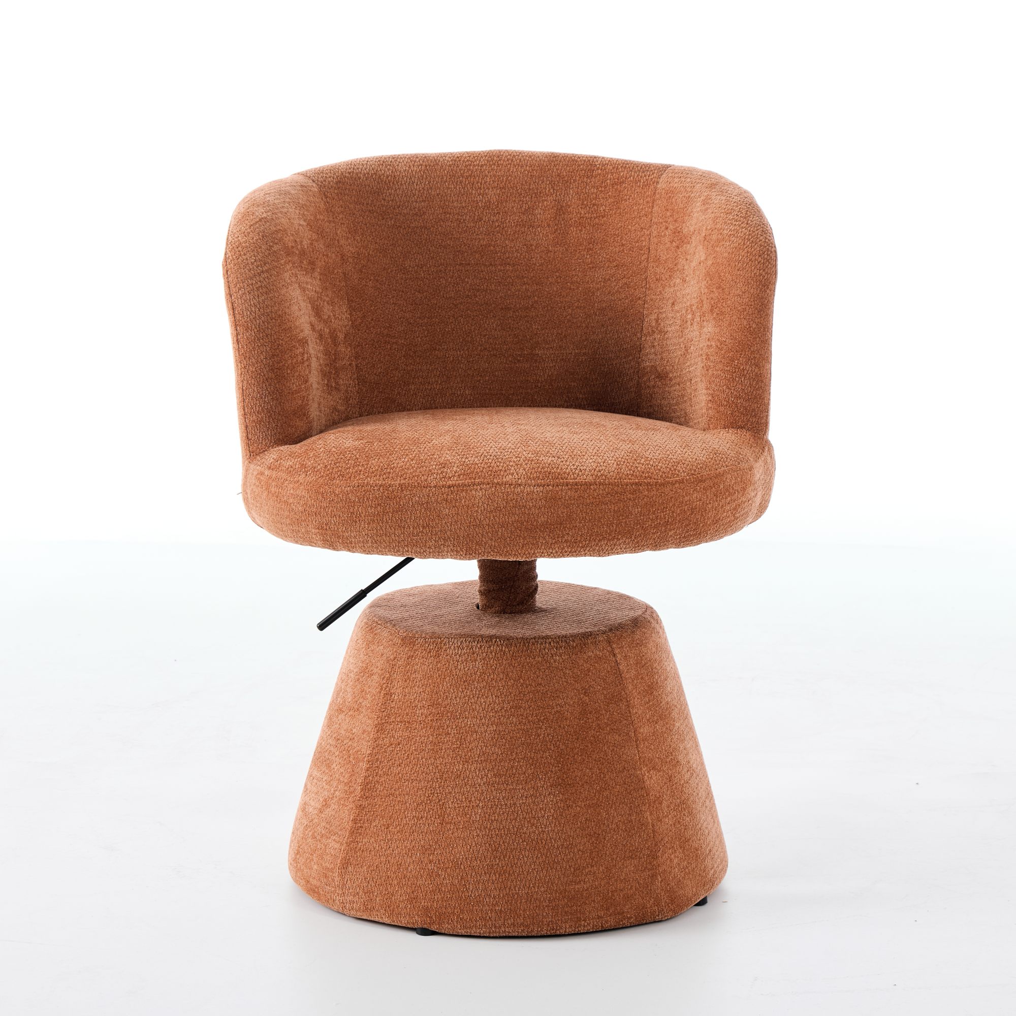 Adjustable Height 360 Swivel Bar Stool, Modern Chenille Upholstered Round Dining Chair, Ergonomic Accent Vanity Chair For Bedroom,Kitchen Island & Pub, Single Pack, Terracotta & Orange Color,SW1878OG
