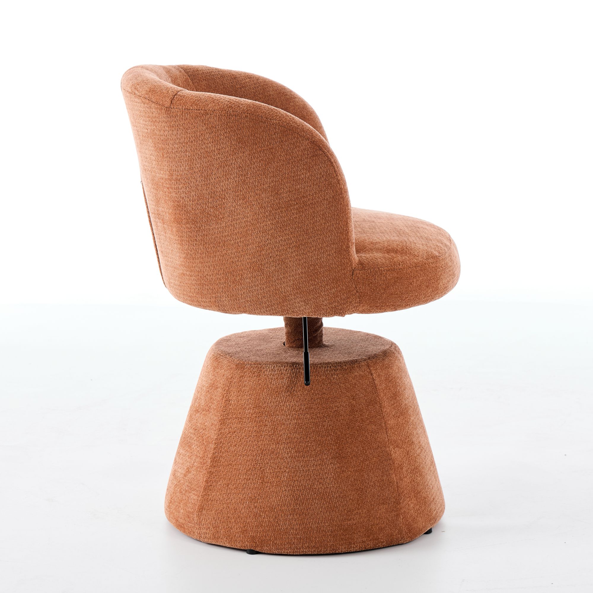 Adjustable Height 360 Swivel Bar Stool, Modern Chenille Upholstered Round Dining Chair, Ergonomic Accent Vanity Chair For Bedroom,Kitchen Island & Pub, Single Pack, Terracotta & Orange Color,SW1878OG