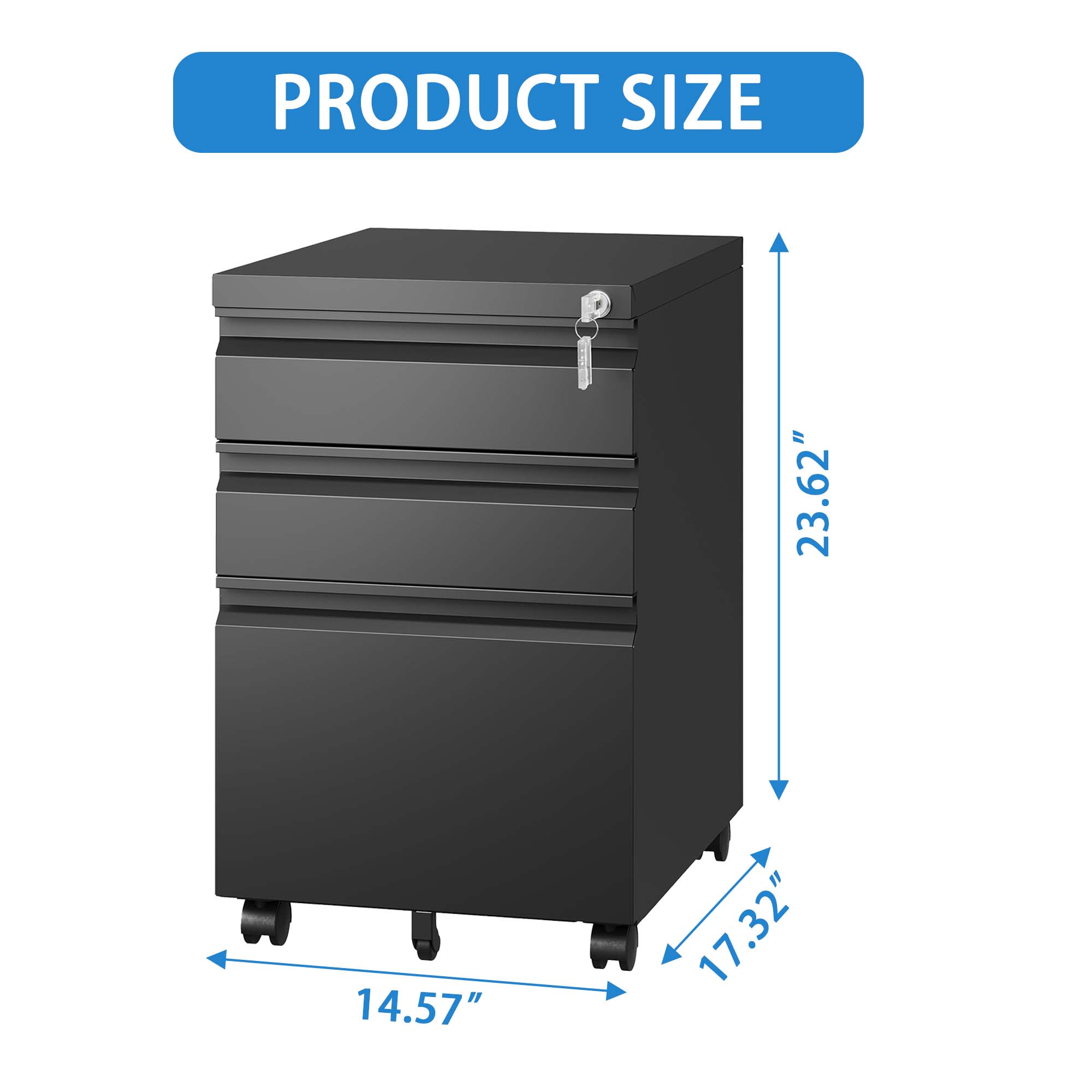 3 Drawer Mobile File Cabinet, picture 4 of 4
