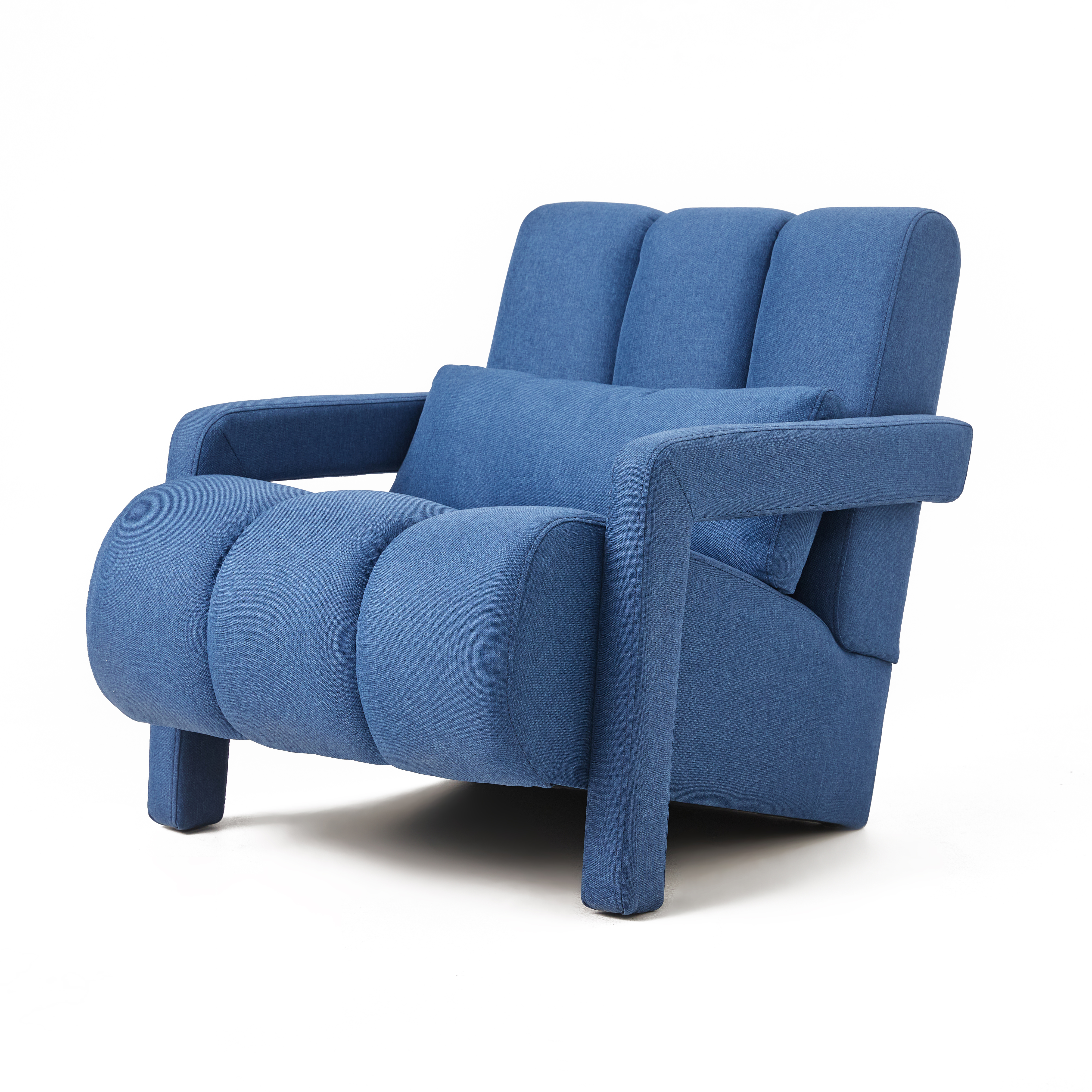 Modern Upholstered Accent Chair, Comfortable Linen Fabric With A Pillow For Living Room,bedroom. Linen, Navy Blue