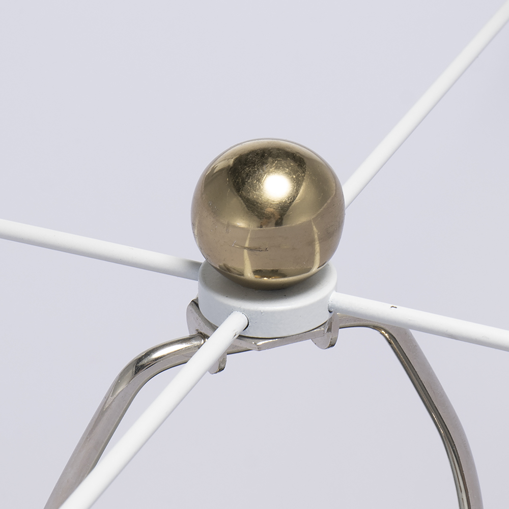 D18x31  Round Aluminum Sheet Gold Table Lamp With White Fabric Shade Lamp Shade Assembly Required