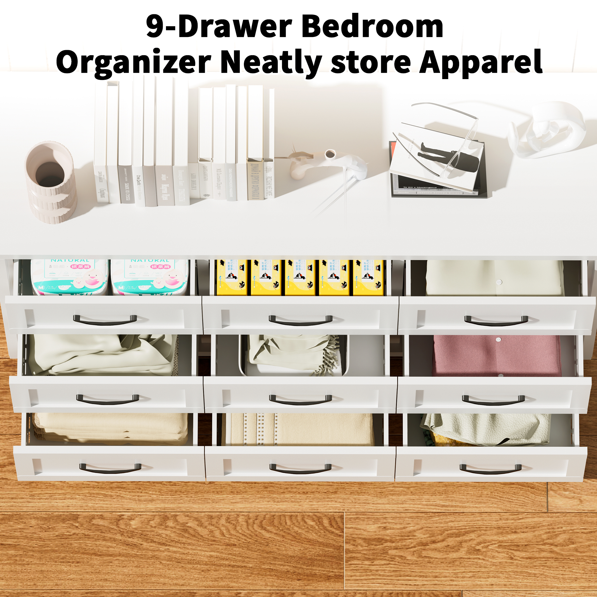 9 Drawer Dresser for Bedroom — Metal Profile Chest of Drawers — photo 3