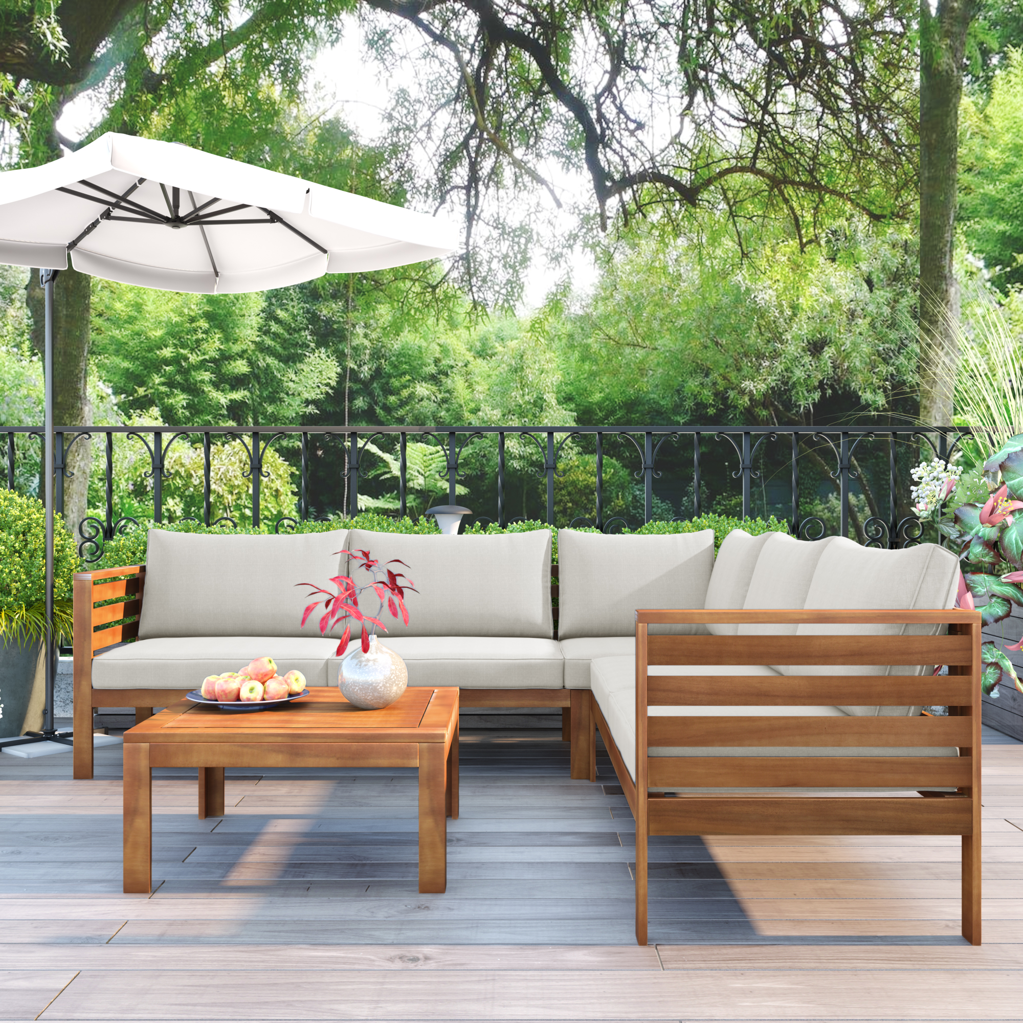 Acacia Wood Outdoor Sofa Set, picture 3 of 4