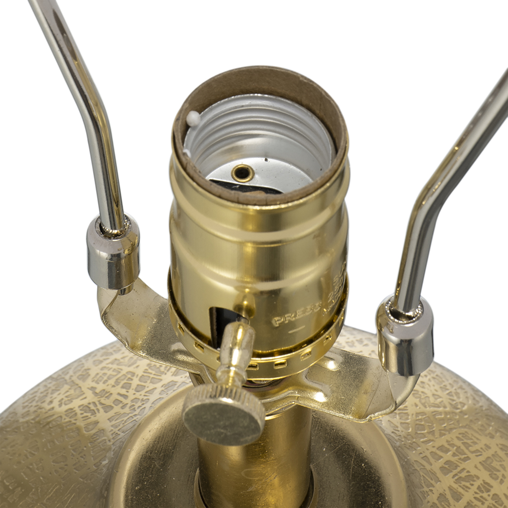 D18x31  Round Aluminum Sheet Gold Table Lamp With White Fabric Shade Lamp Shade Assembly Required