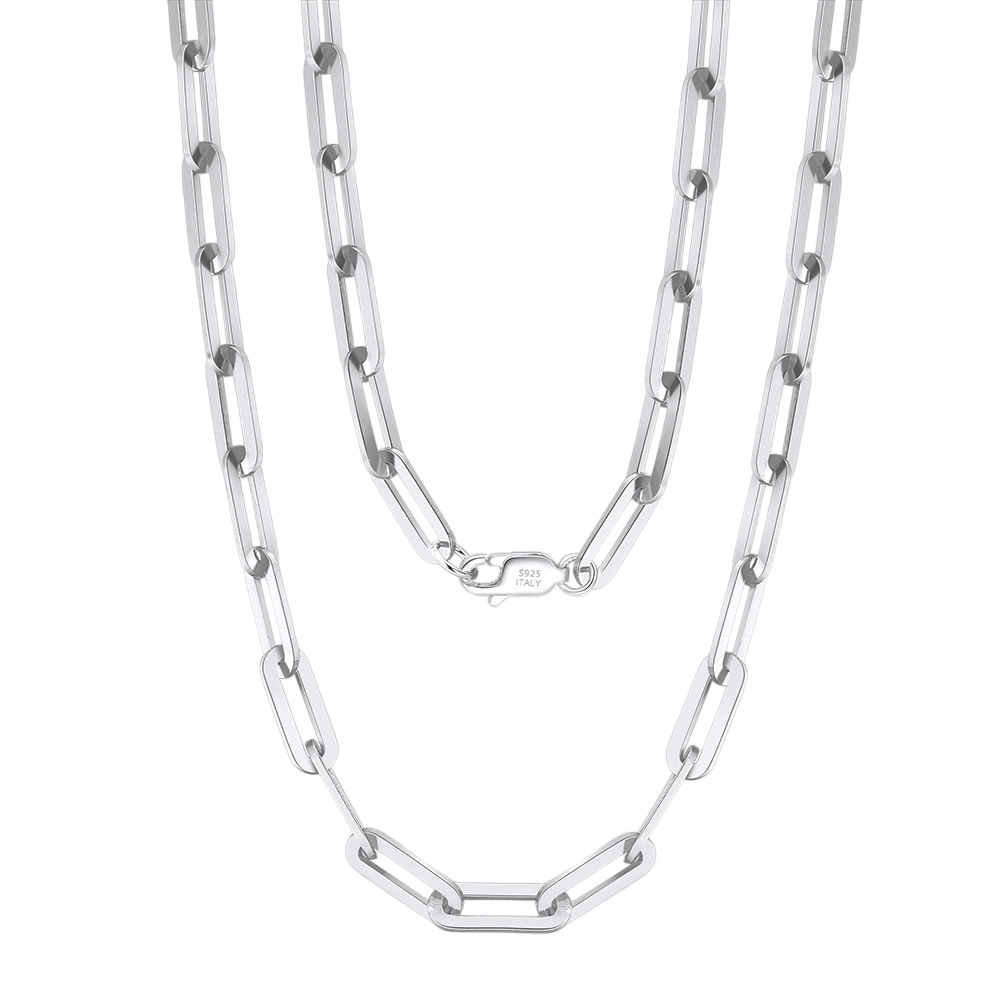 925 Sterling Silver Italian Sterling  Chunky Paperclip Chain Necklace