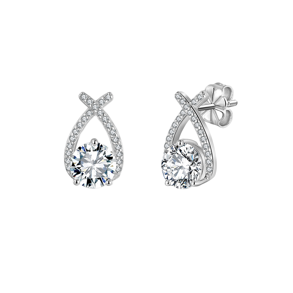 925 Sterling Silver **Title:** Elegant Teardrop CZ Earrings in Sterling 