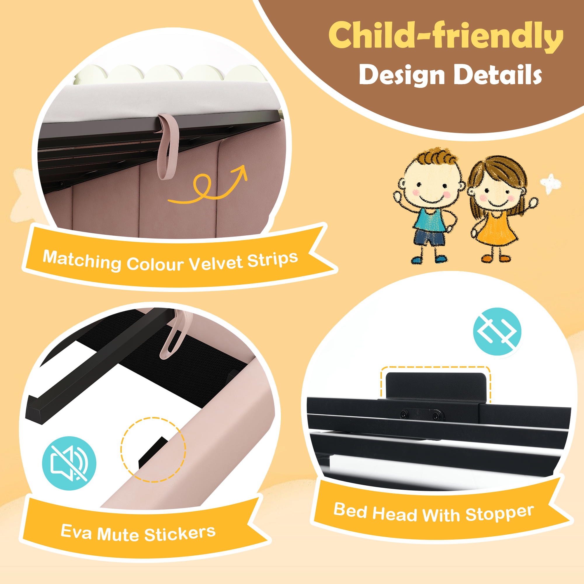 Upholstered Daybed With Hydraulic Storage, 3FT Single Sofa Bed 90 X 190 Cm, Crown-shaped Bed Guest Beds For Adults & Children, Velvet,  No Mattress