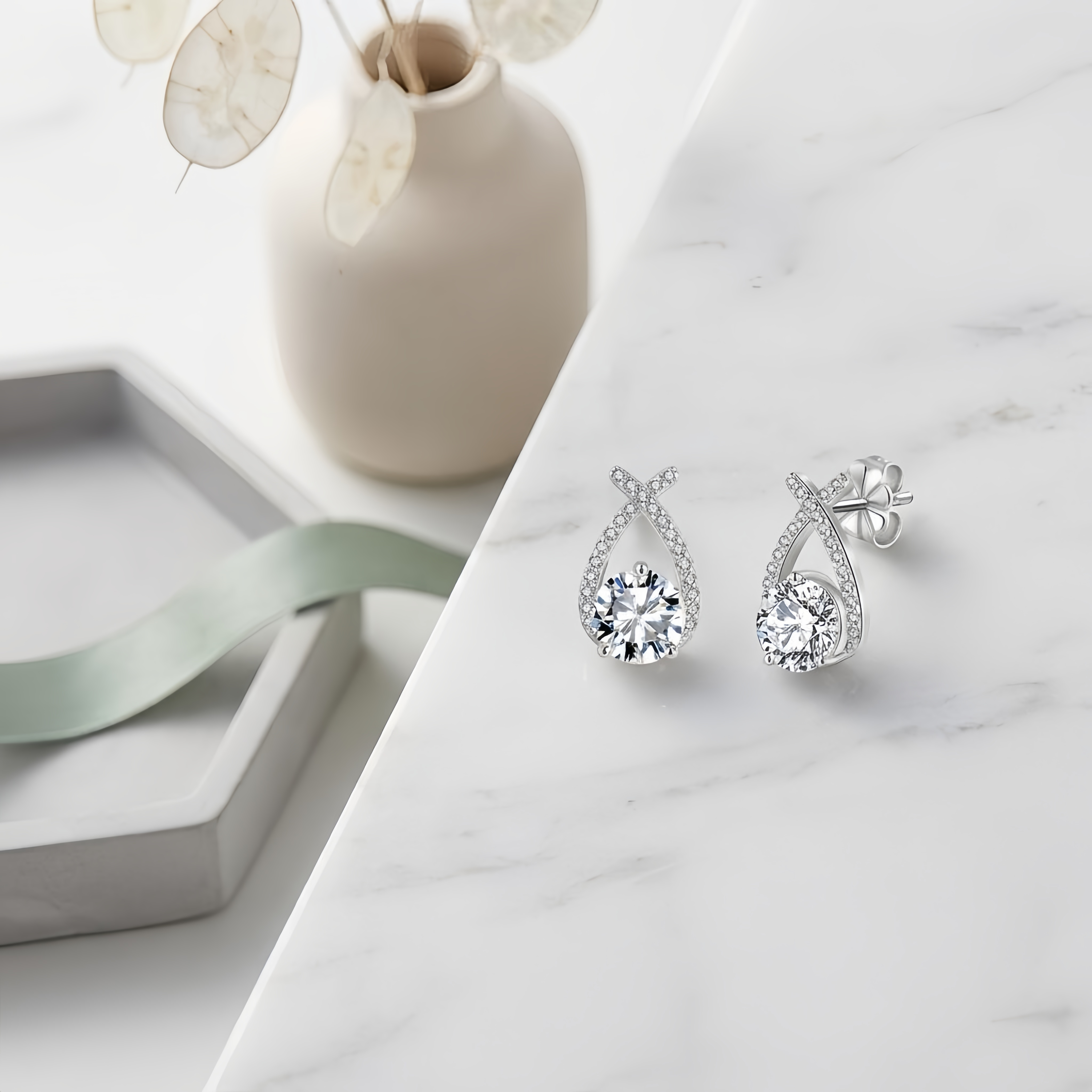 925 Sterling Silver **Title:** Elegant Teardrop CZ Earrings in Sterling 