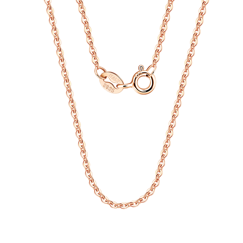 925 Sterling Silver Rose Gold Italian Rope Chain Necklace