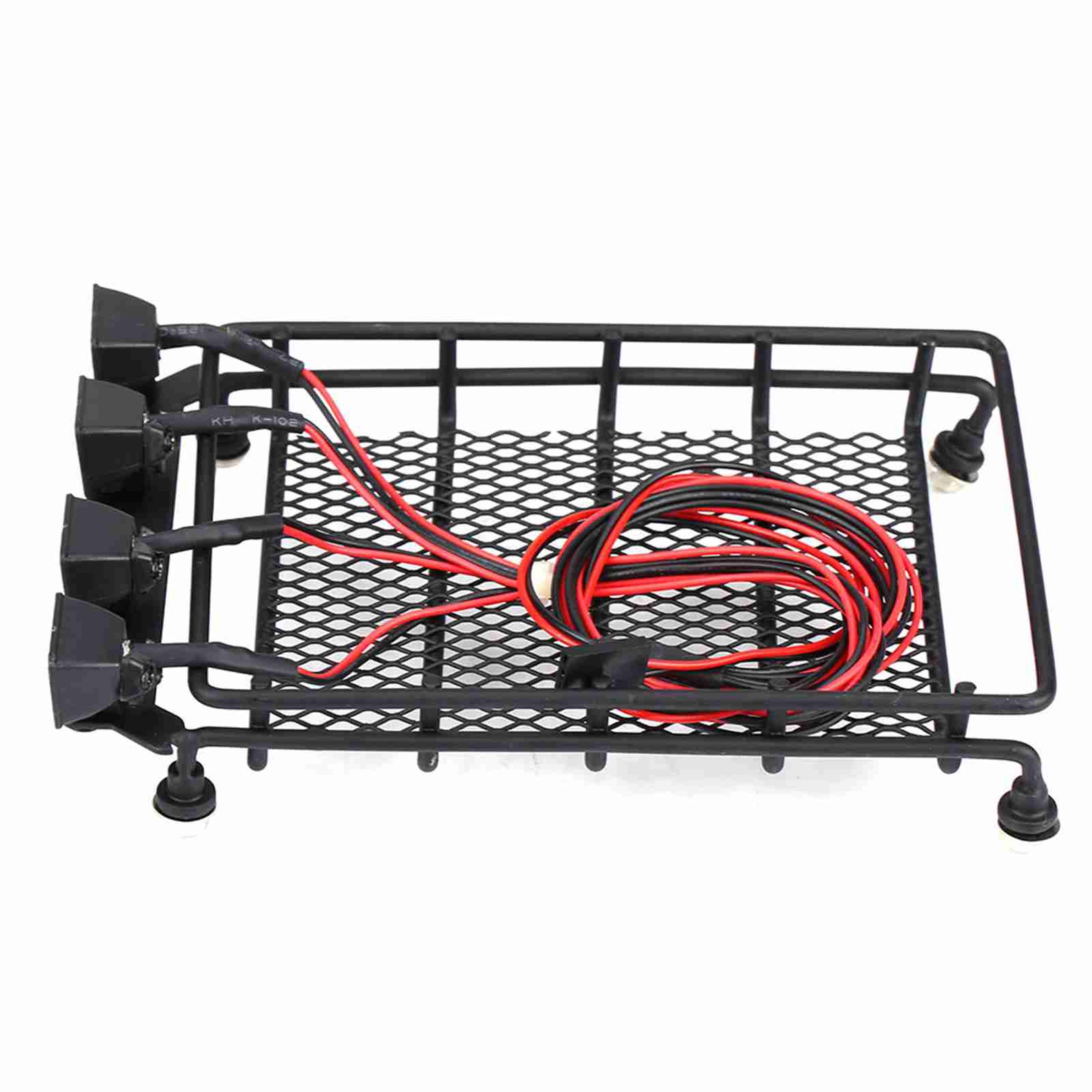 Middle Size Roof Rack Luggage With LED Lights Quadrate For SCX10 1/10 RC Car (4 White)