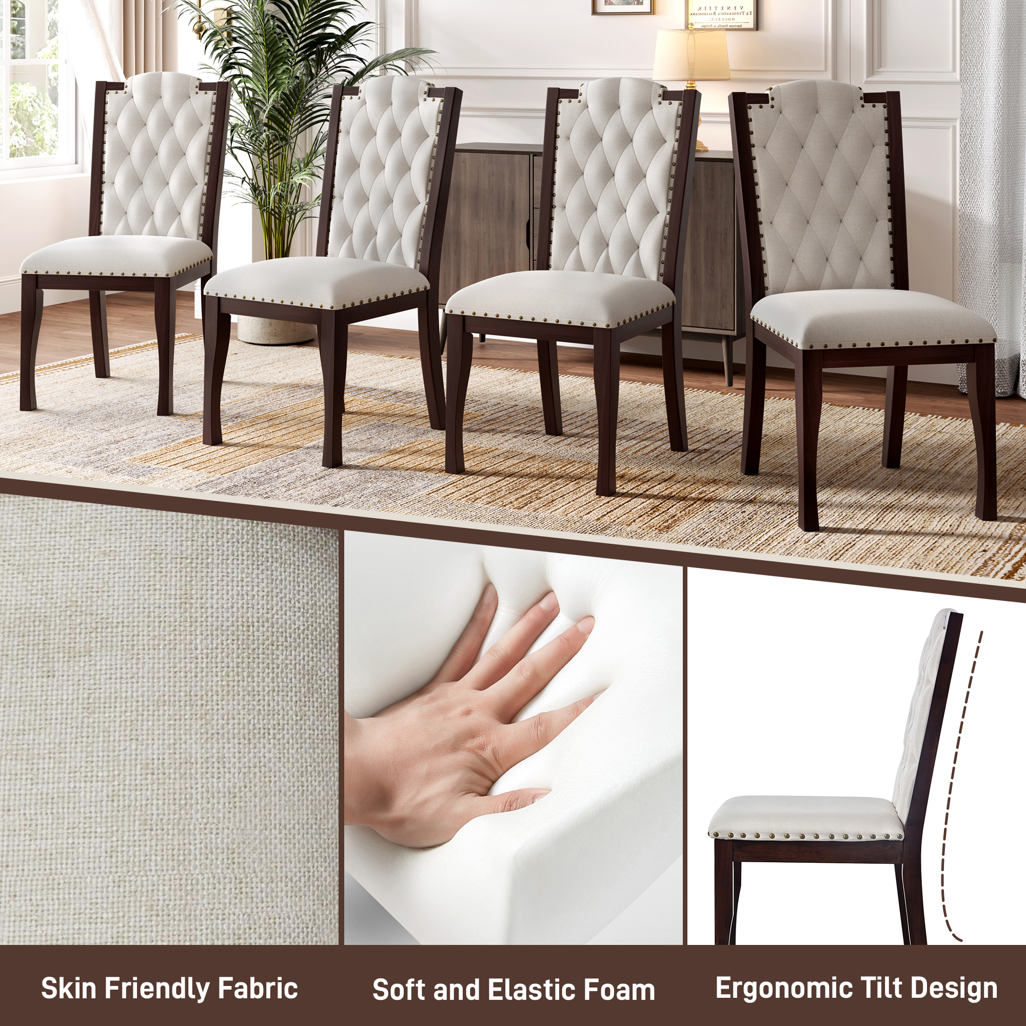 Upholstered Dining Chairs Set of 4, picture 3 of 4