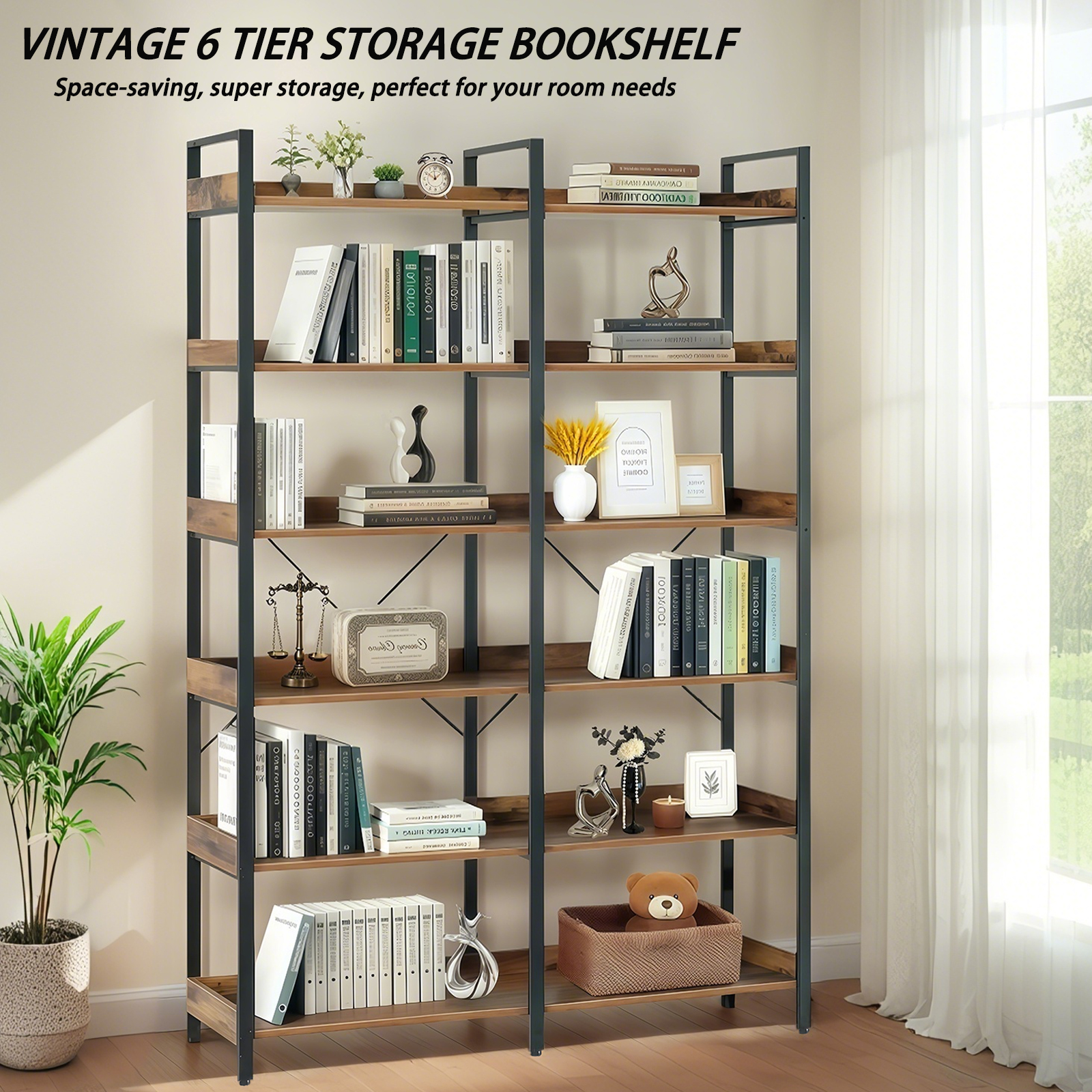 6-Tier Industrial Bookshelf, picture 4 of 4