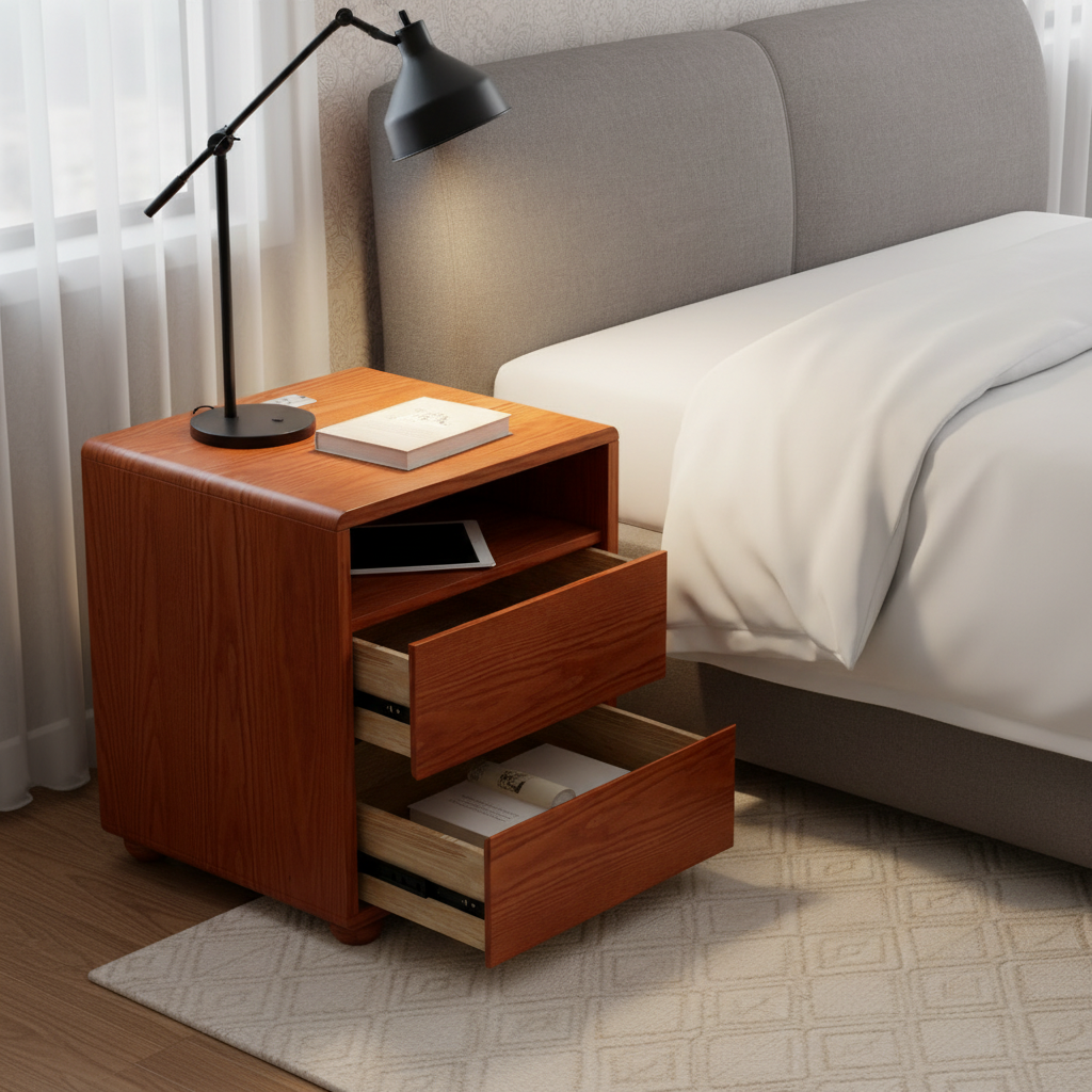 Solid Wood Nightstand with Charger, picture 2 of 5