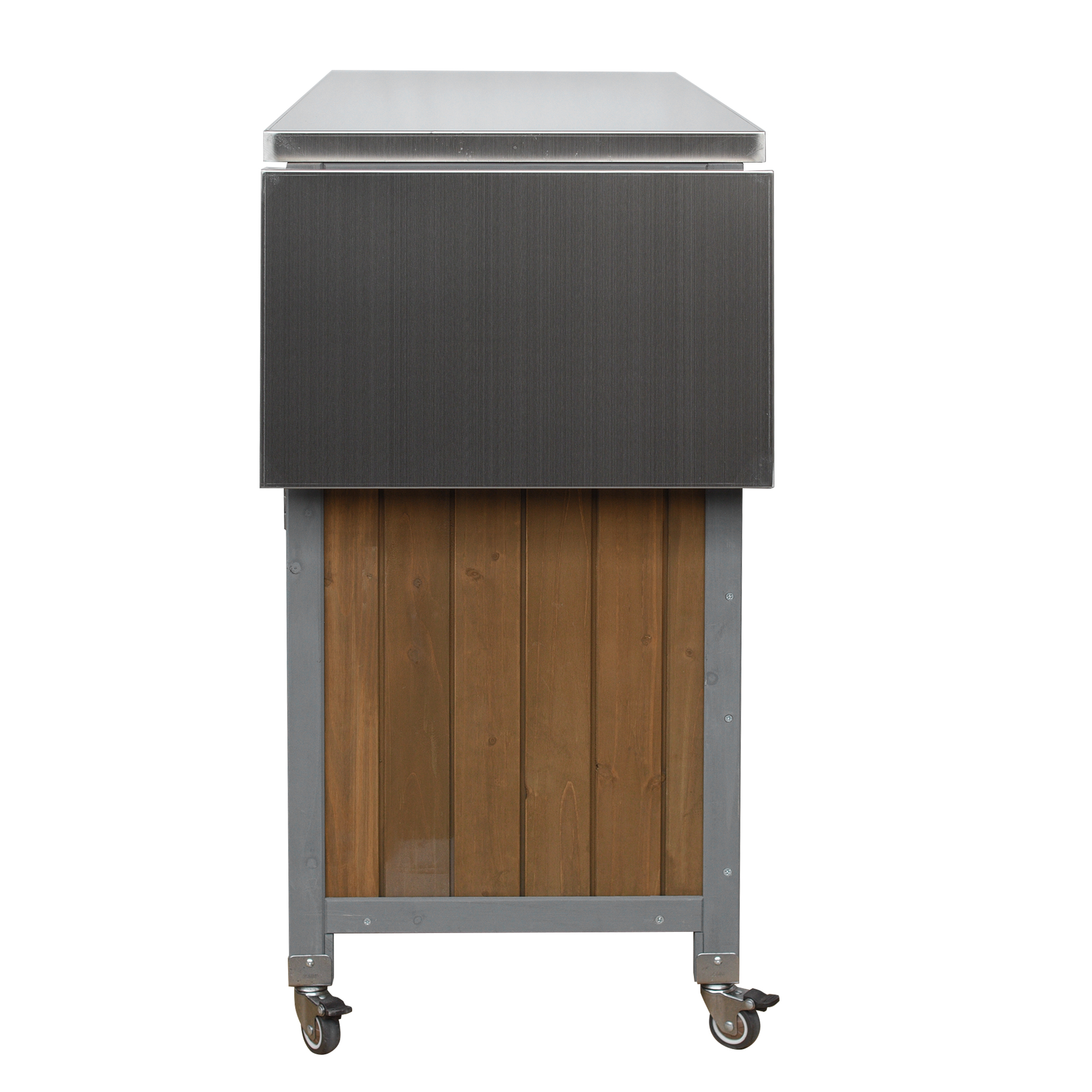 Foldable Outdoor Kitchen Island Patio Mobile Kitchen Cart Portable Outdoor Cooking Island With Lockable Wheels, Storage Cabinet And Towel Rack For Patio And Outdoor, Espresso Grey detail