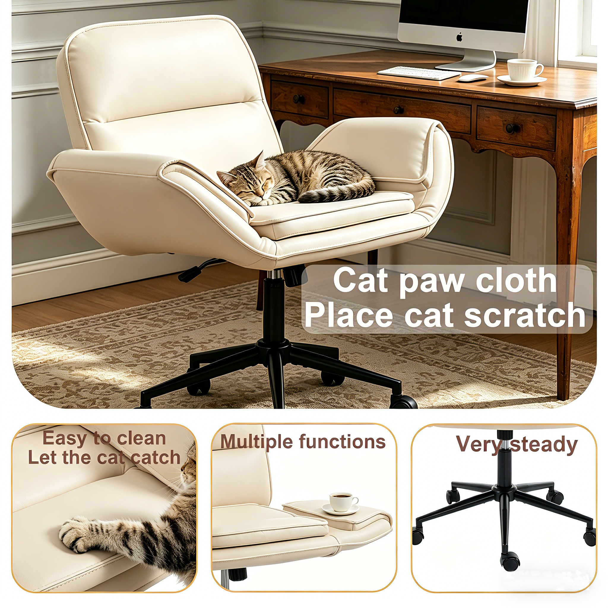 Criss Cross Chair with 5-Gear Adjustable Armrests & Wheels — photo 4