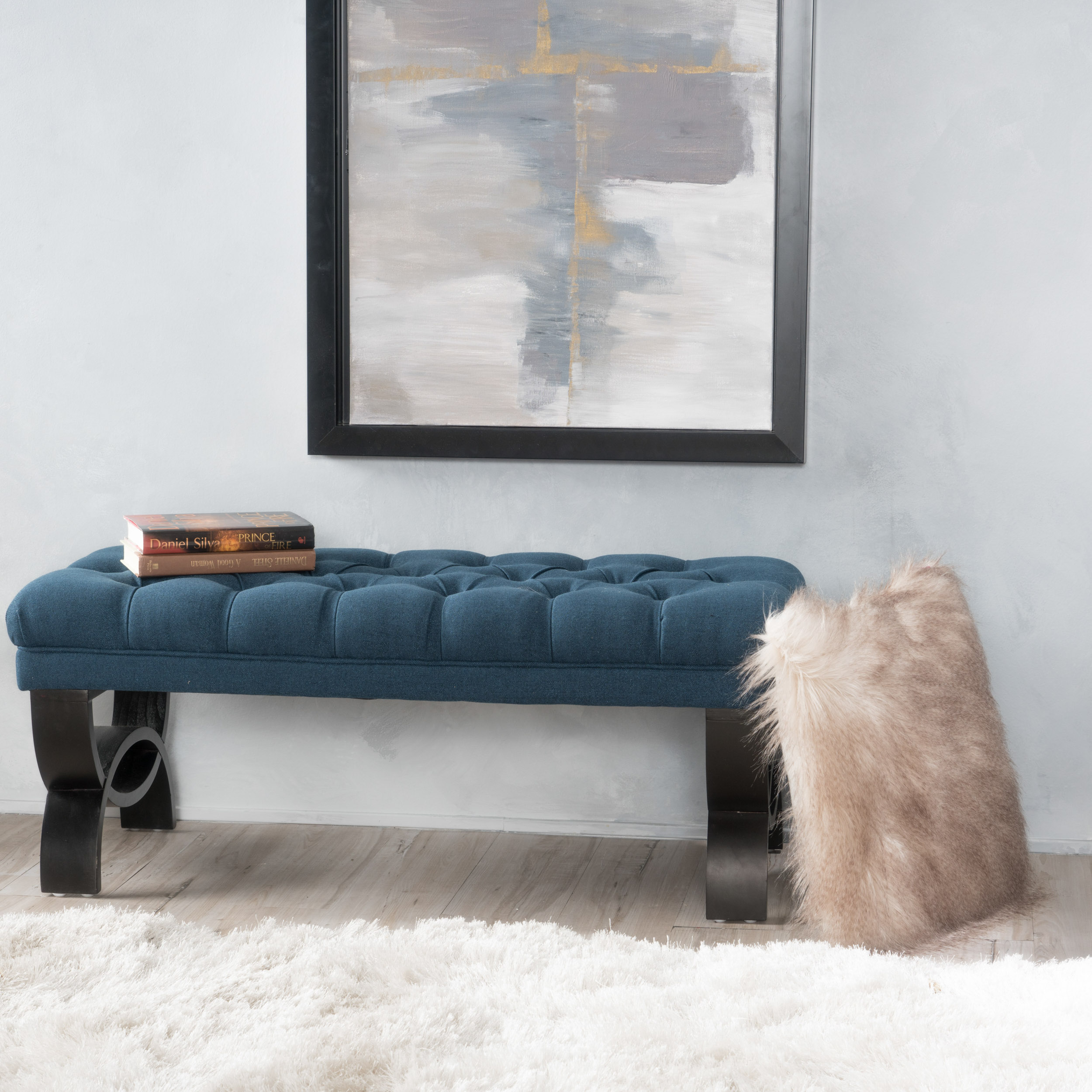 Fabric Tufted Ottoman Bench, picture 3 of 4