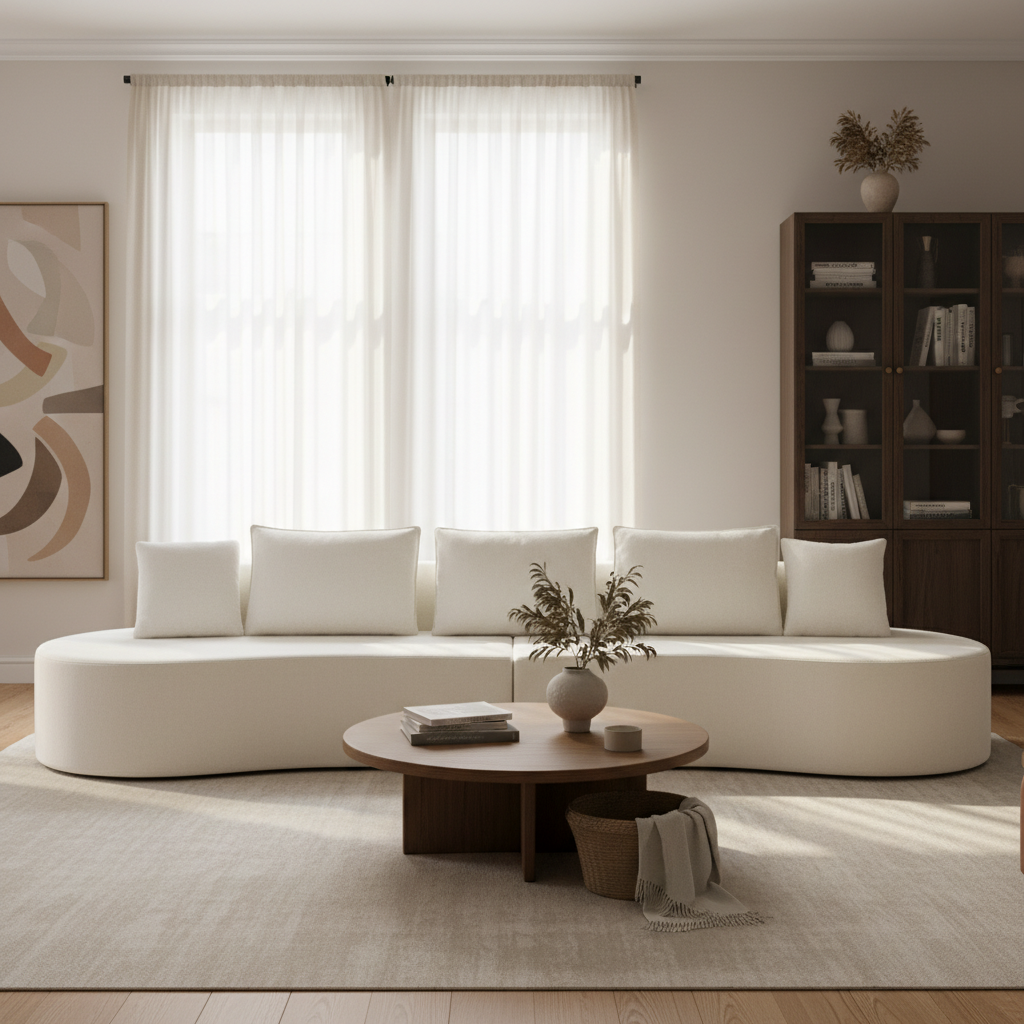 138.6  Modern Curved Modular Sectional Sofa With High-Density Fully Compressed Sponge, 2-Piece Set, Fully Assembled Left Right Hand Facing, Perfect For Living Room, Lounge