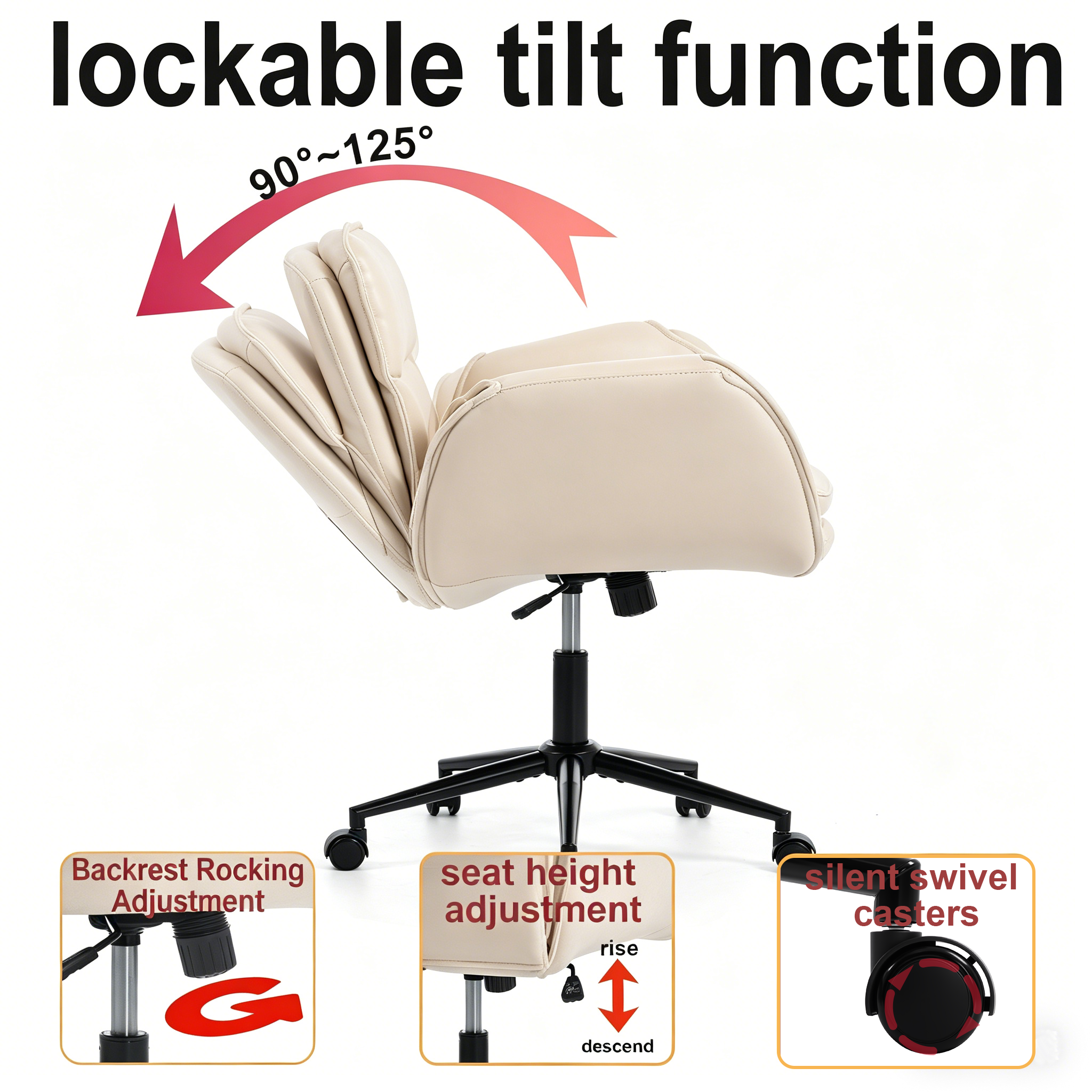 Criss Cross Chair with 5-Gear Adjustable Armrests & Wheels — photo 3