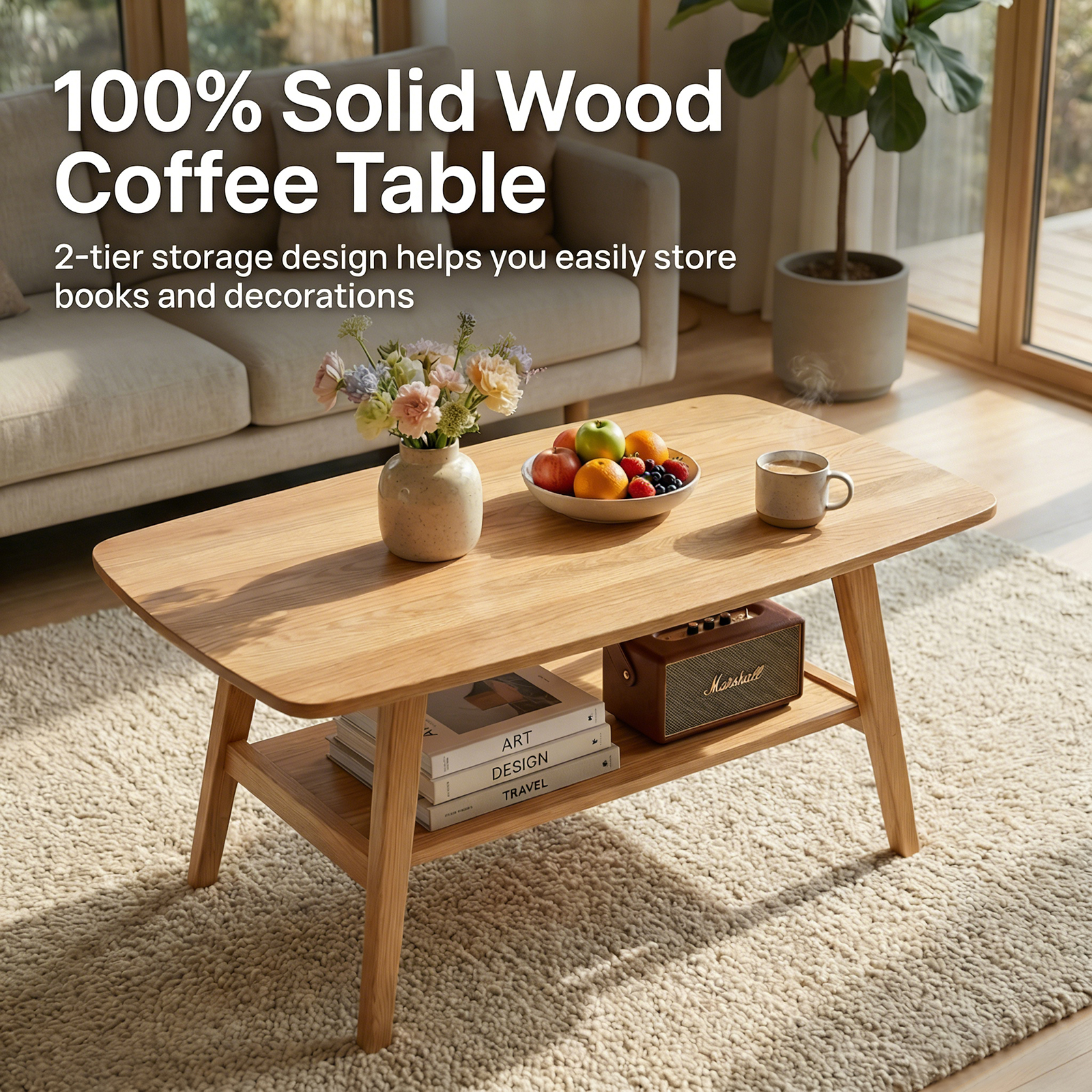 Solid Oak Coffee Table, picture 2 of 4